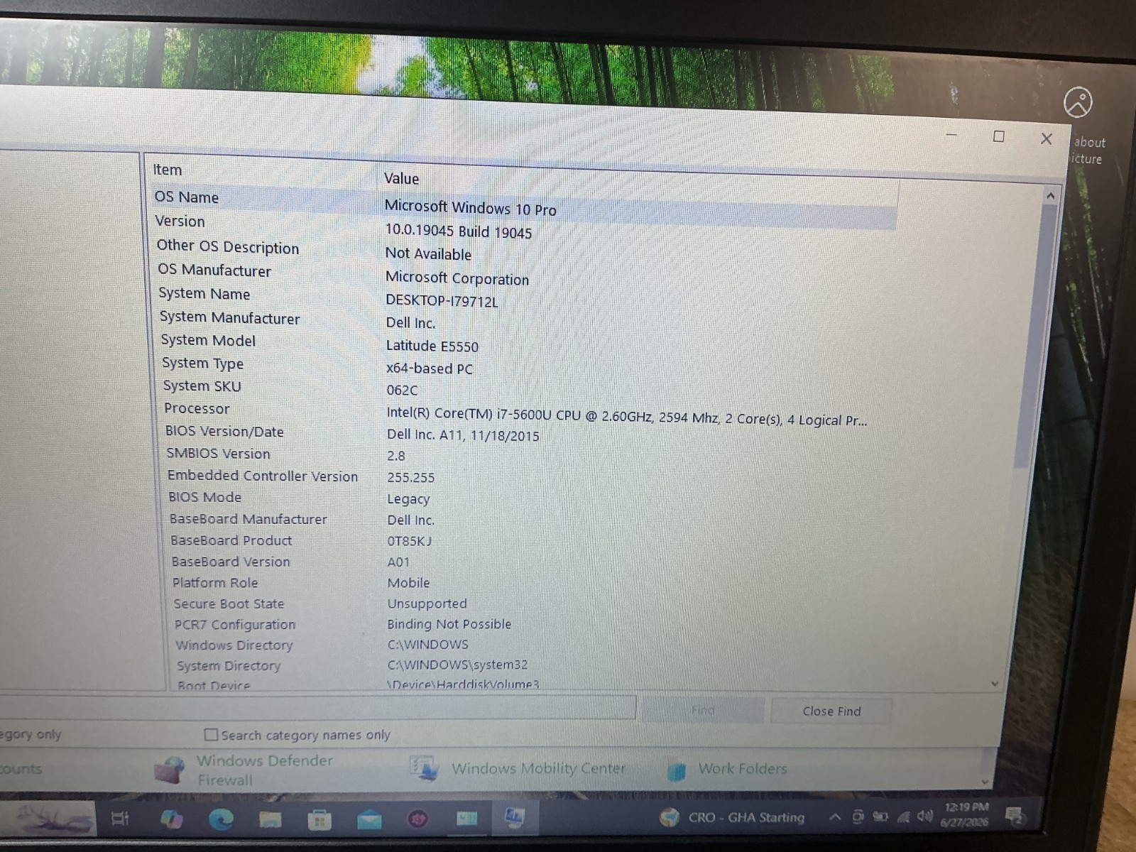 Dell latitude E5550 laptop core i7-5600U 2.60GHz 8GB Ram Windows 10 Pro