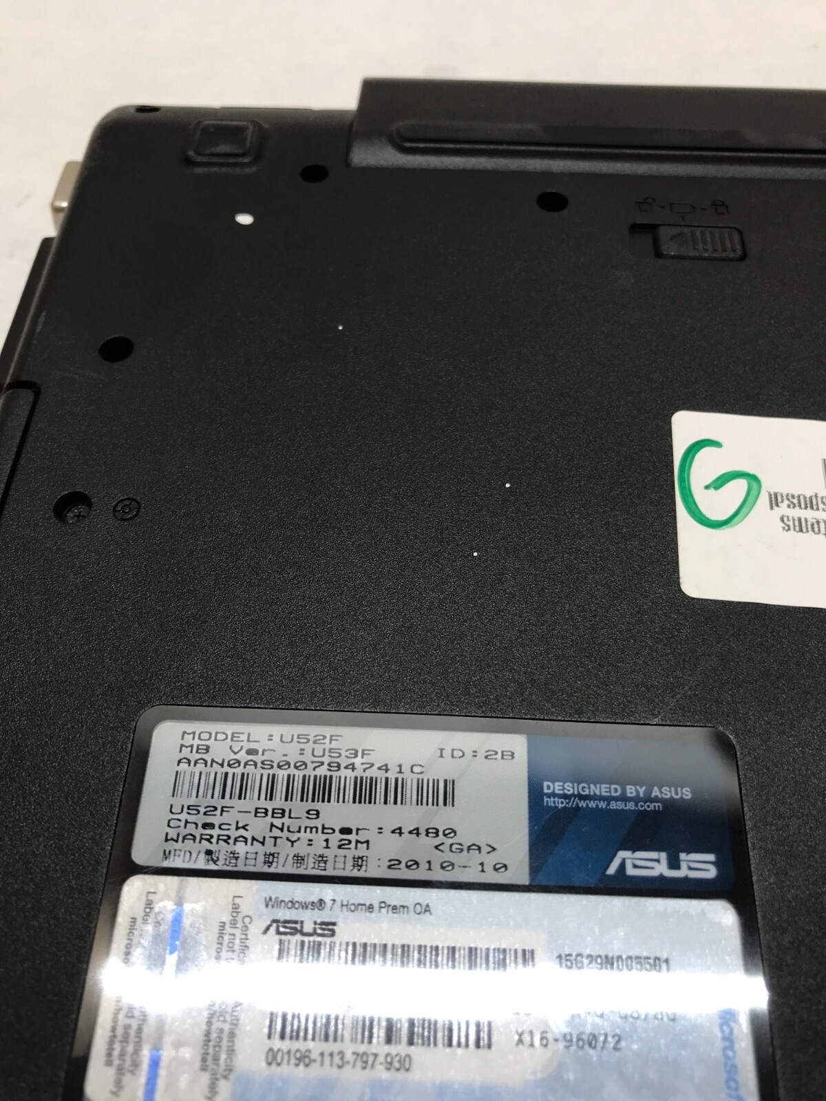 Asus U52F 15″ Laptop Intel Core i5-460M 2.53GHz 4GB RAM NO HDD/OS No Caddy – -DW