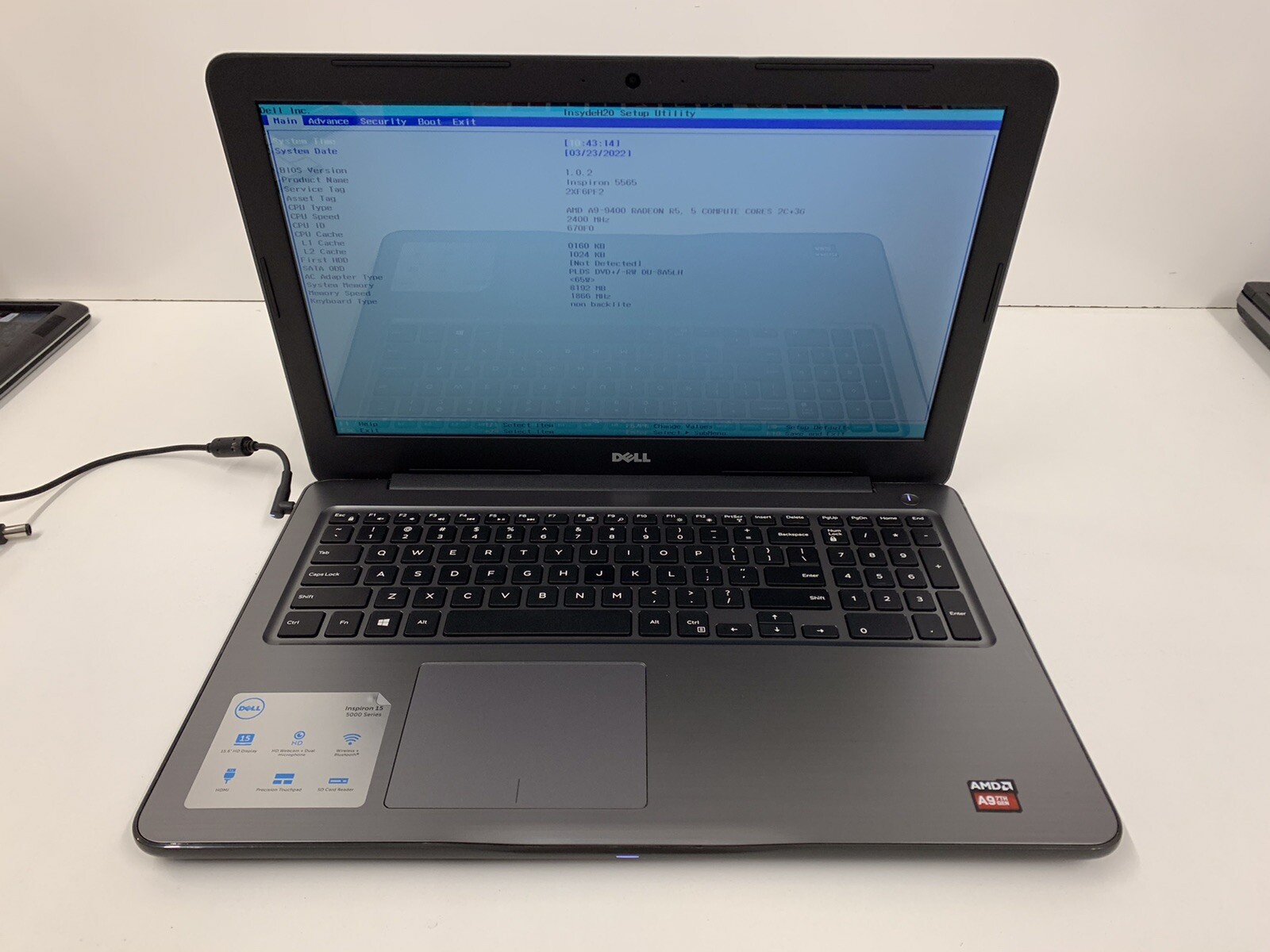 Dell Inspiron 5565 AMD A9 7th Gen, 5 Compute Cores | 8GB RAM, NO HDD | #T238