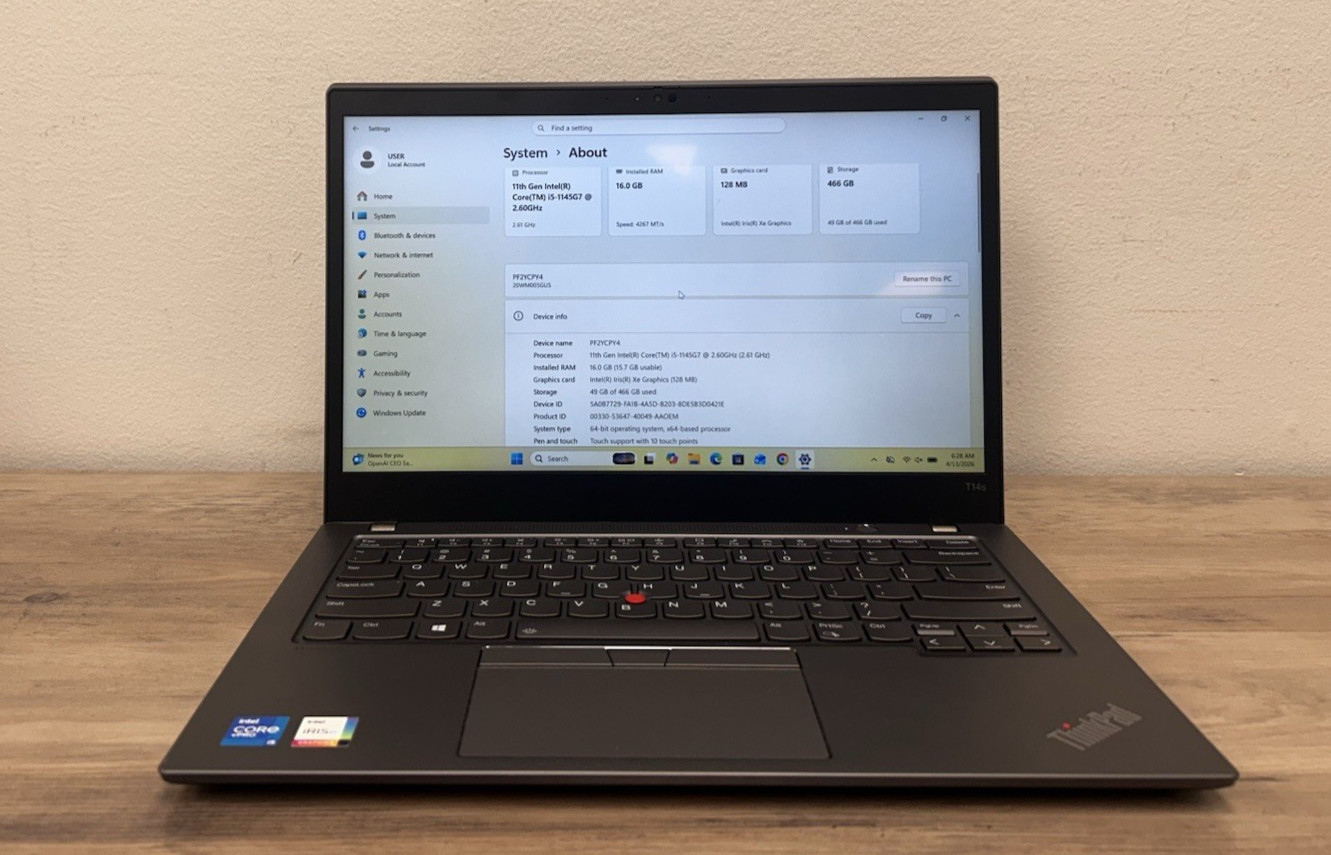 Lenovo ThinkPad T14s Gen 2 Intel Core i55-1145G7 |20WM005GUS-Touch |256GB SSD|