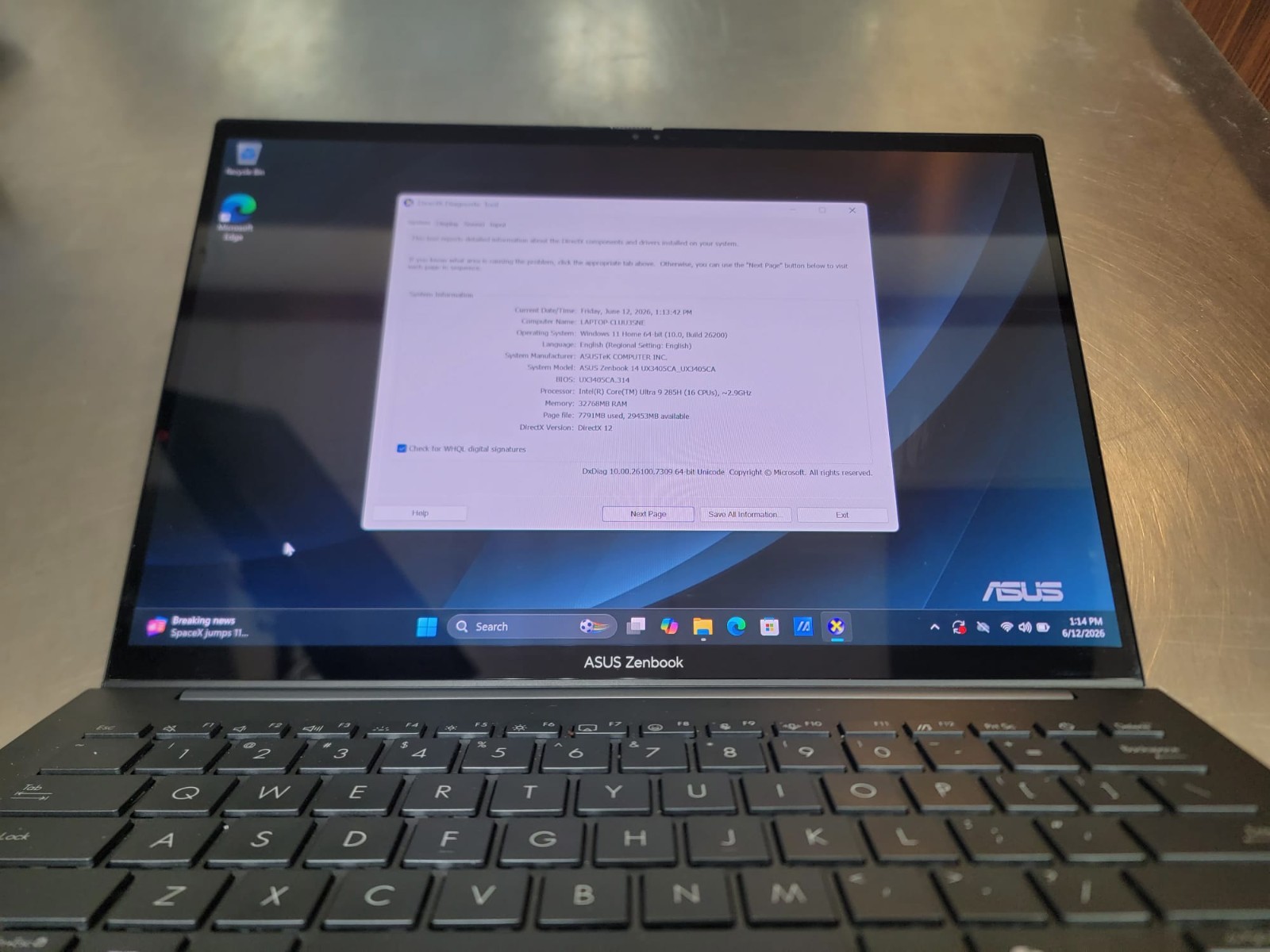 ASUS Zenbook 14 OLED Ultra 9 285H 32GB RAM 1TB SSD Intel Arc 140 – FAST SHIPPING