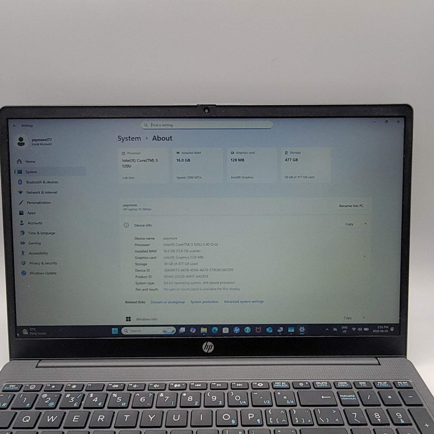HP Laptop 15-FD0XXX 15″ i5-120u 1.4GHz 16GB RAM 512gb SSD SSD