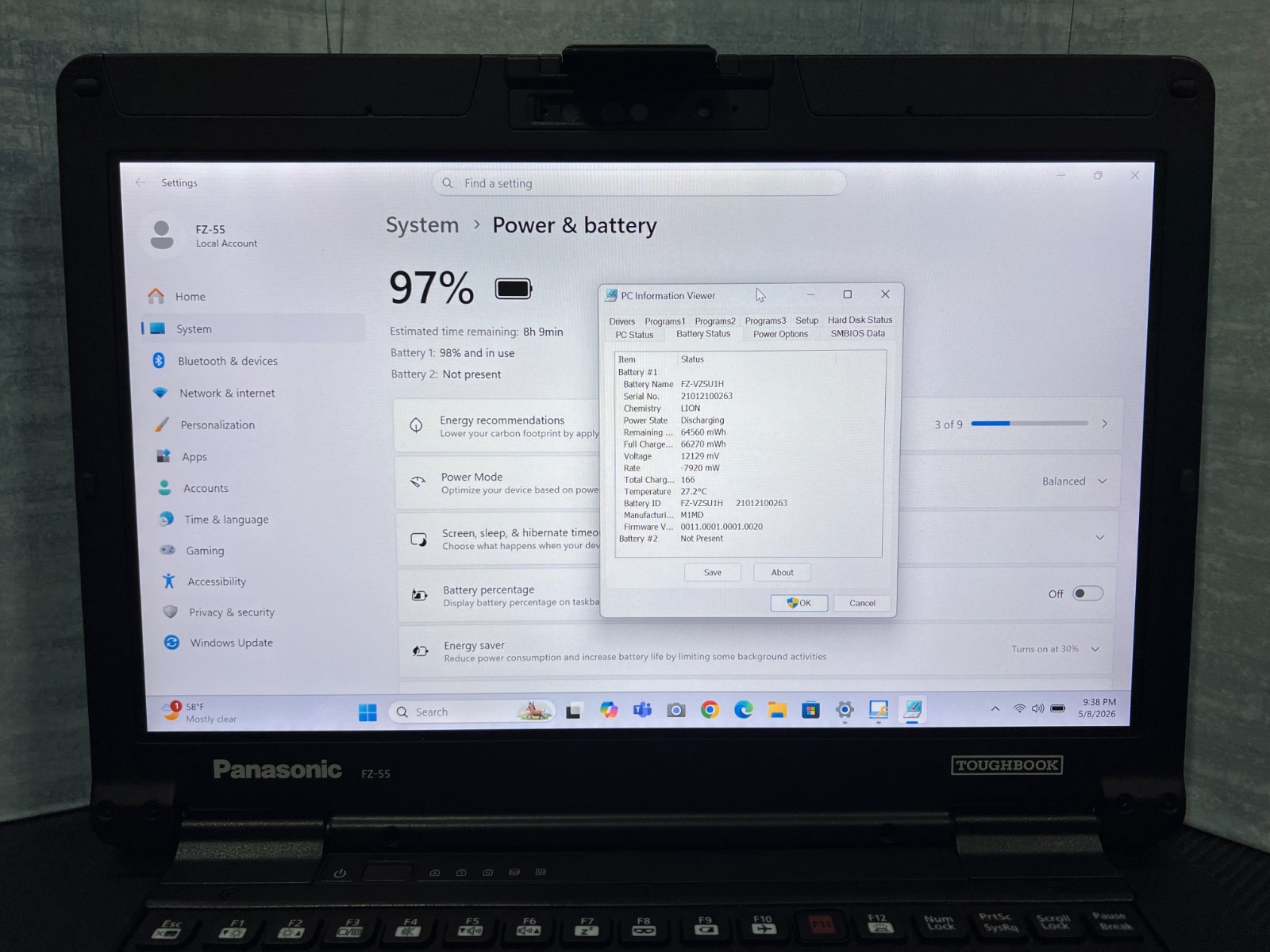 FZ-55C262CVM i5-8365U, 16GB,512GB SSD, Mem,VGA,HDMI, GPS, Touchscreen,Win11 25H2