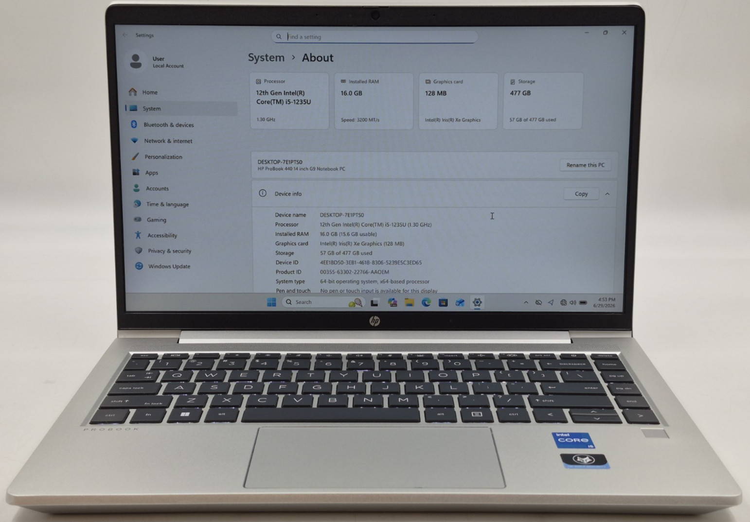 HP ProBook 440 G9 Laptop i5-1235U 1.30GHz 16GB RAM 512GB NVMe SSD Win 11 Pro