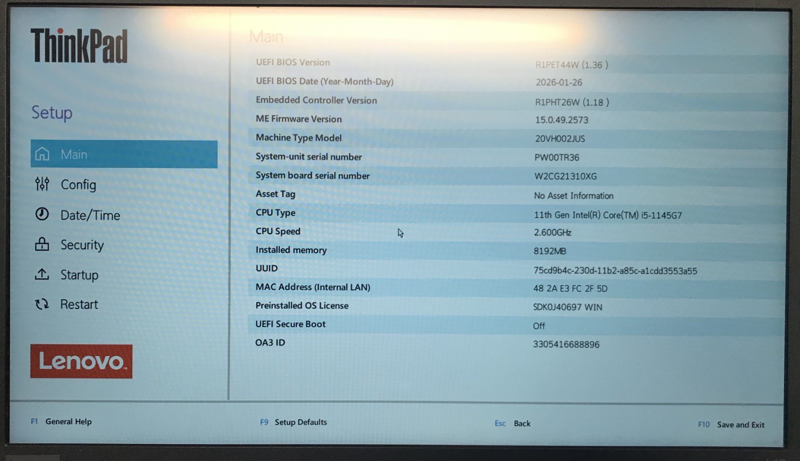Lenovo ThinkPad L13 Gen 2 13.3″ Laptop i5-1145G7 8GB RAM 256GB NVMe, As Is