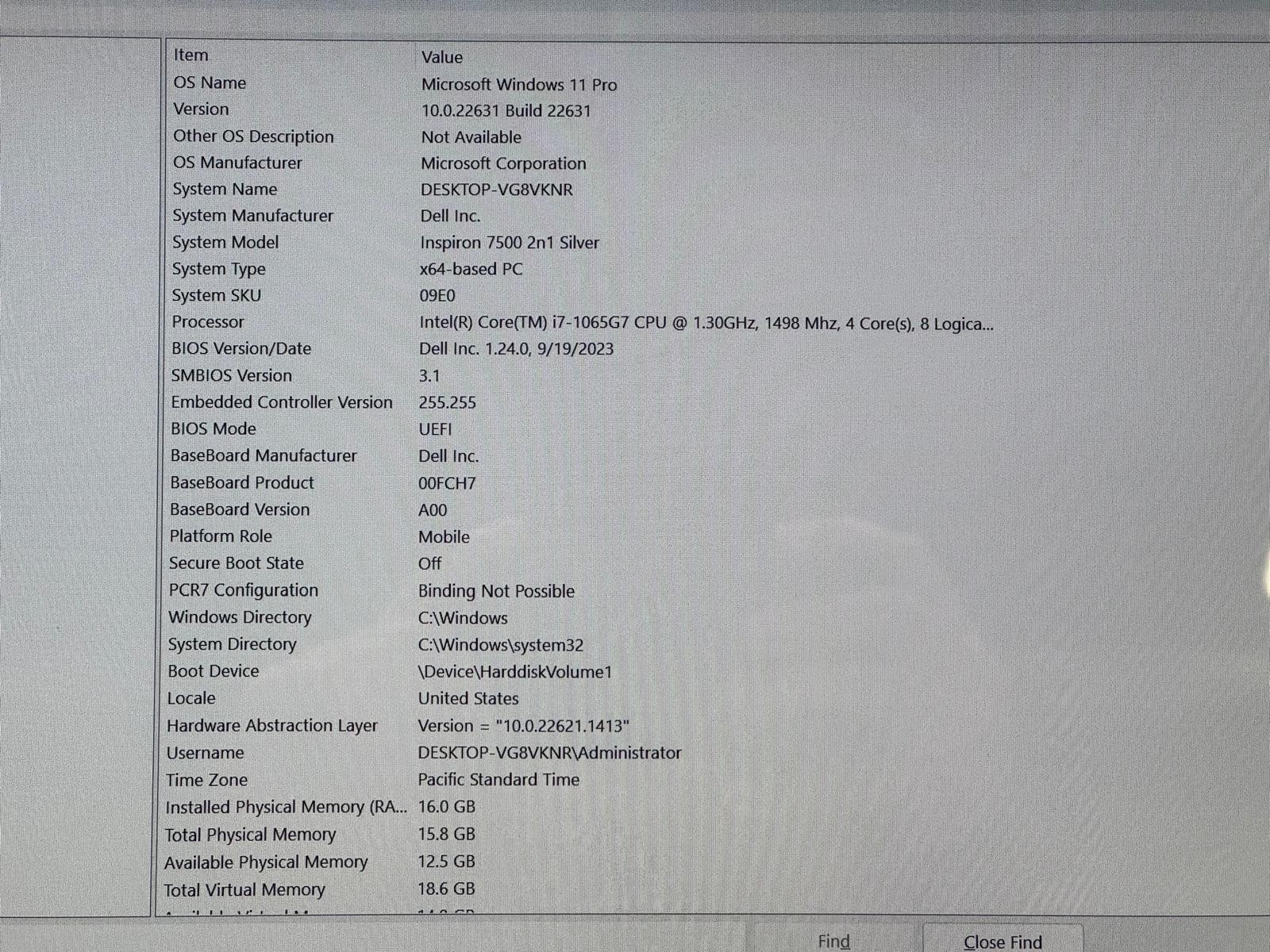 Dell Inspiron 7500 2-in-1 Silver 15.6″ Core i7-1065G7 1.3GHz 16 GB 512GB Nvme