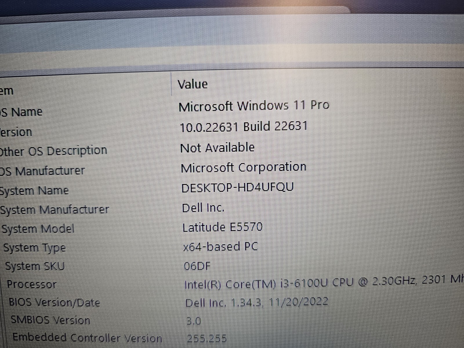 DELL LATITUDE E5570 15.6″ CORE i3-6100U@2.30GHz 8GB RAM 500GB Win 11