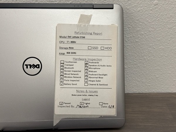 DELL Latitude E7240 Laptop i7-4600 8GB DDR3 RAM NO HDD – For Parts