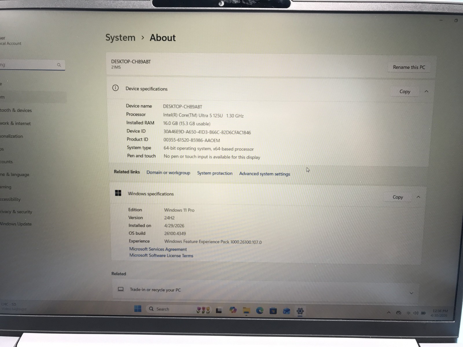 Lenovo ThinkBook 16 G7 IML 16″ Core Ultra 5 125U 1.30GHZ 16GB RAM 256GB SSD