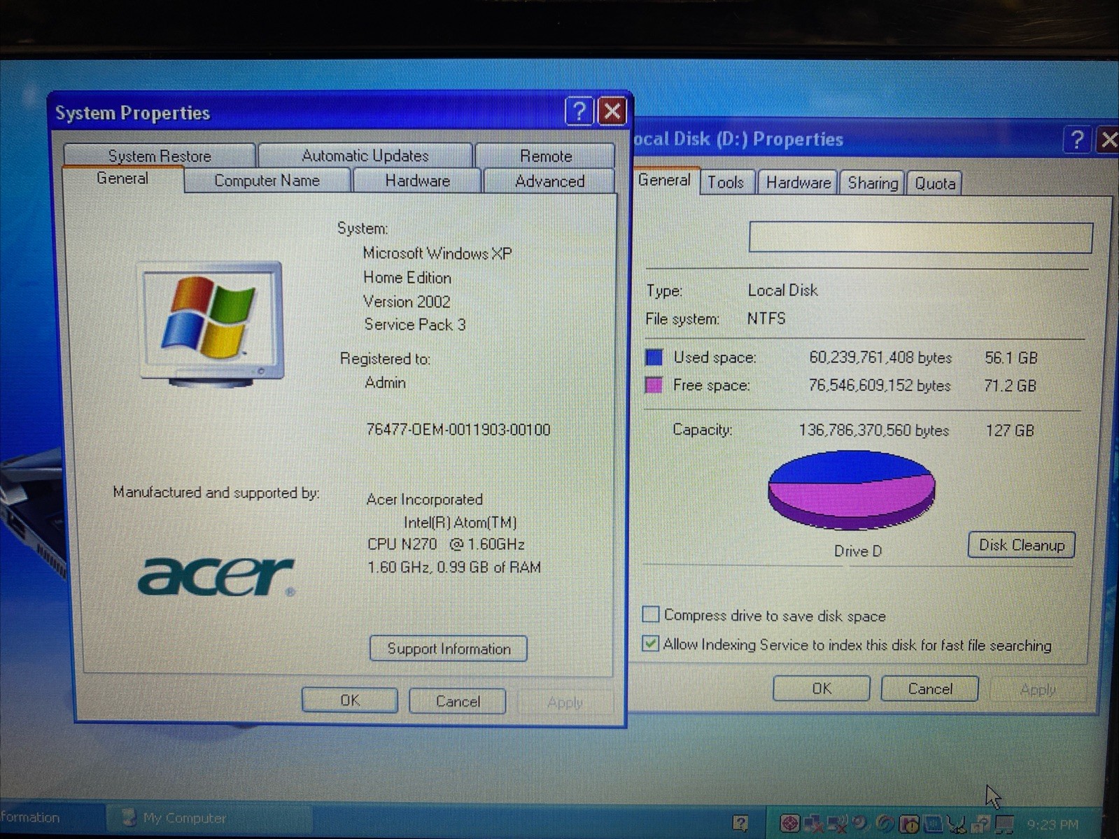 Acer Aspire One KAV60 10″ Netbook Black Intel Atom 1.6GHz 160GB HDD Windows XP