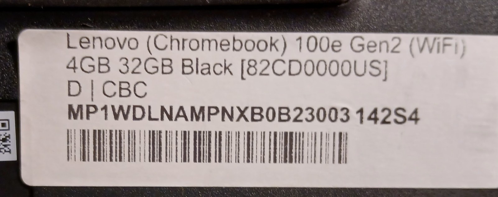 Lenovo Chromebook 100e Gen2 11.6″ 32GB N4000, Black