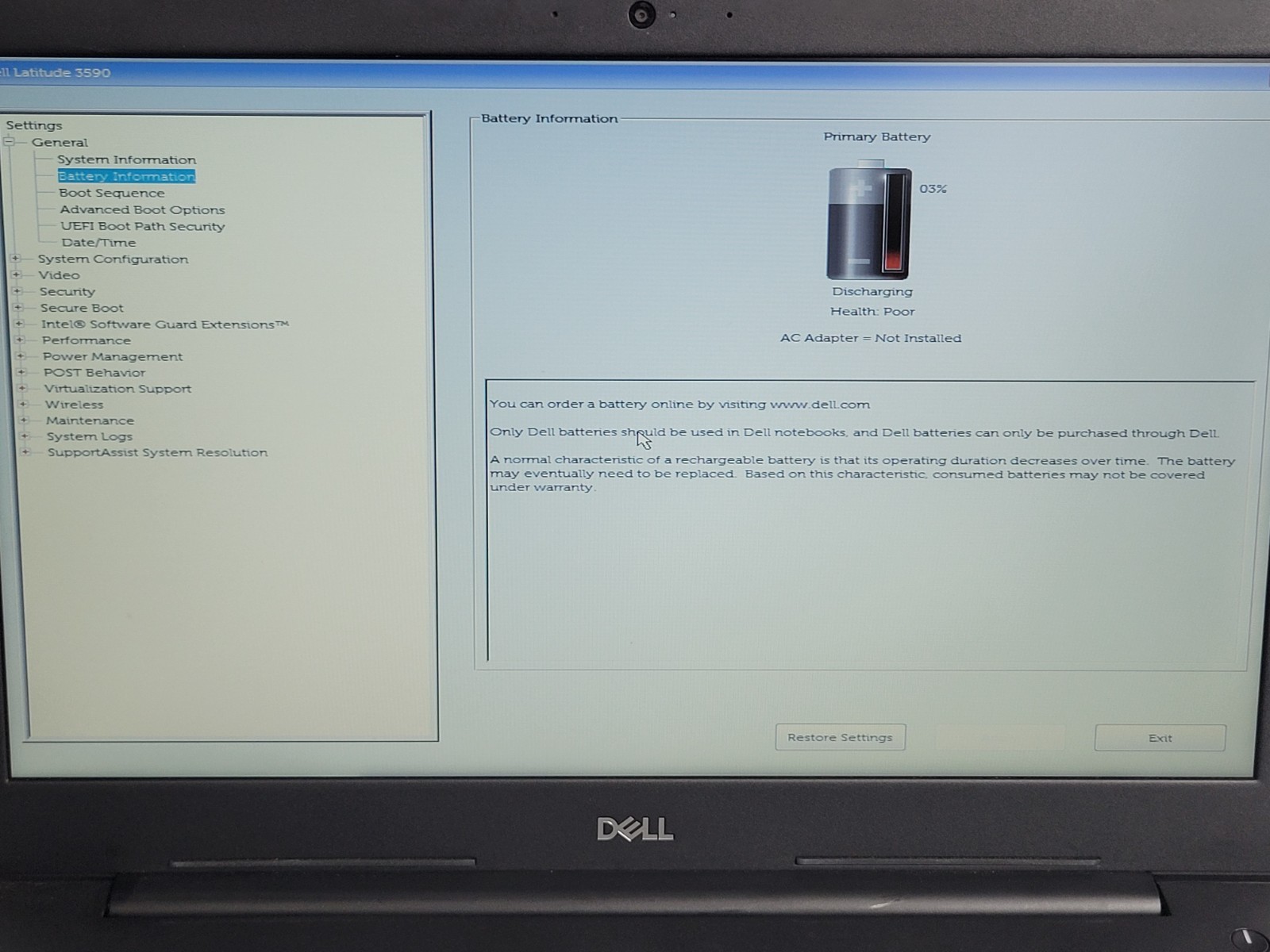 Dell Latitude 3590 15″ Intel Core i5-7200U 2.5GHz 8GB 128GB SSD Win11 Laptop