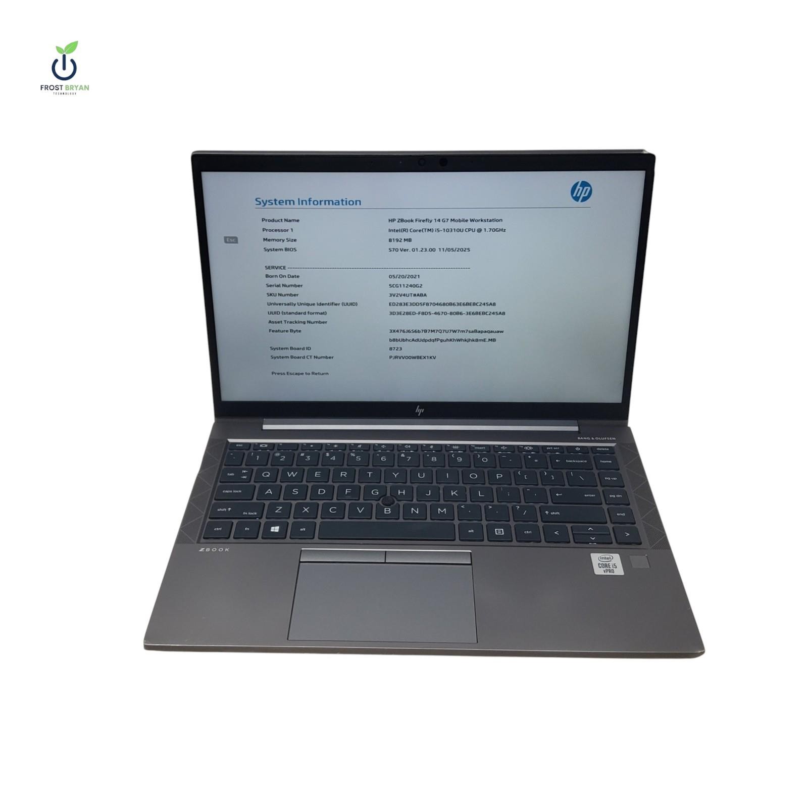HP ZBOOK FIREFLY 14″ G7 Laptop i5-10310U@1.70GHz 8GB 256GB No OS Grade C [READ]