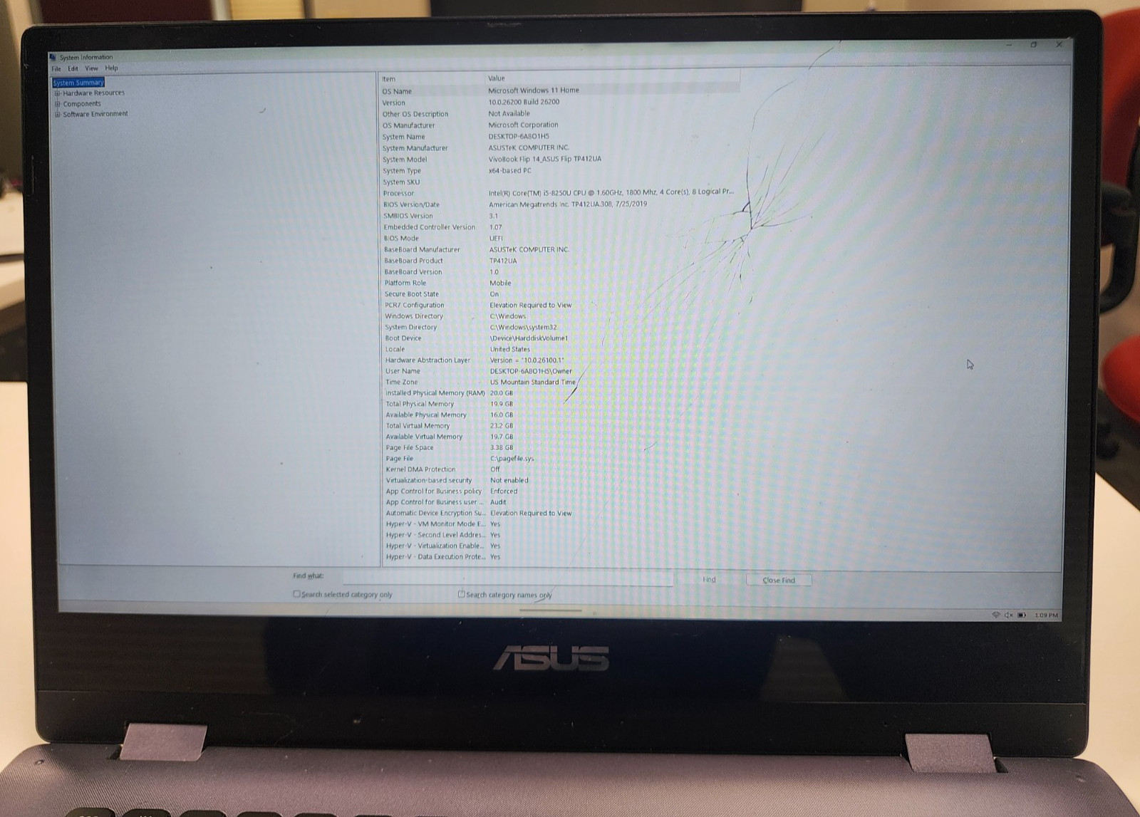 Asus VivoBook Flip TP412UA-DB51T i5-8250U 20GB RAM 1TB SSD W11P W/Chrger *READ*