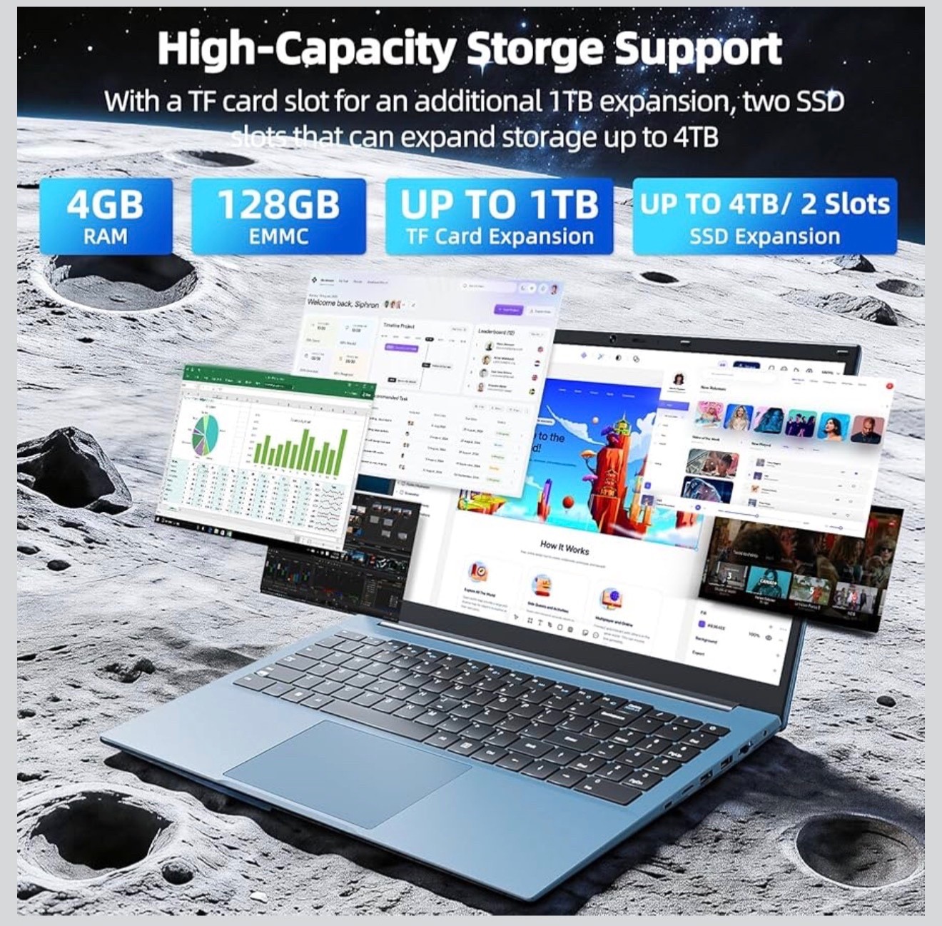 15.6 inch Laptop 16GB+102GB Windows 11 Pro Computers WiFi Bluetooth 1920*1080 LP