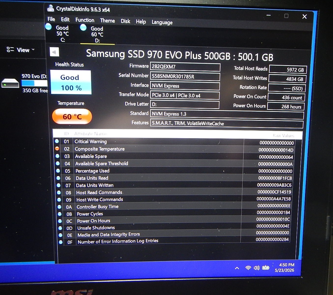 MSI GE62VR 6RF Apache Pro Intel Core i7-6700HQ 32GB Ram