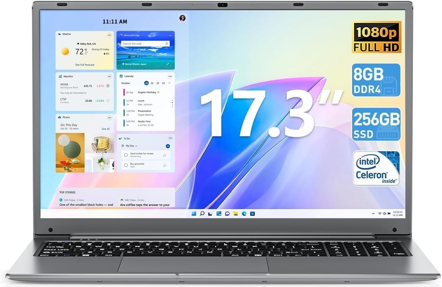 2025 Laptop Computer SGIN 17.3″ FHD Notebook 8GB RAM 256GB SSD Natural Black