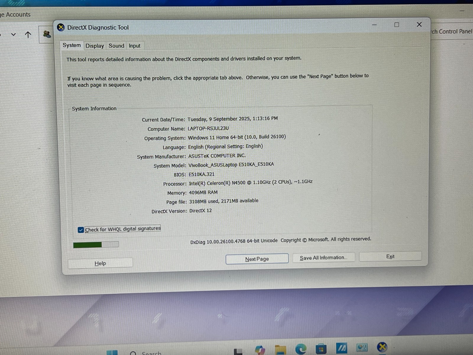 ASUS VIVOBOOK GO 15 E510K WINDOWS 11 HOME 128GB SSD 4 GB RAM / 15.6″