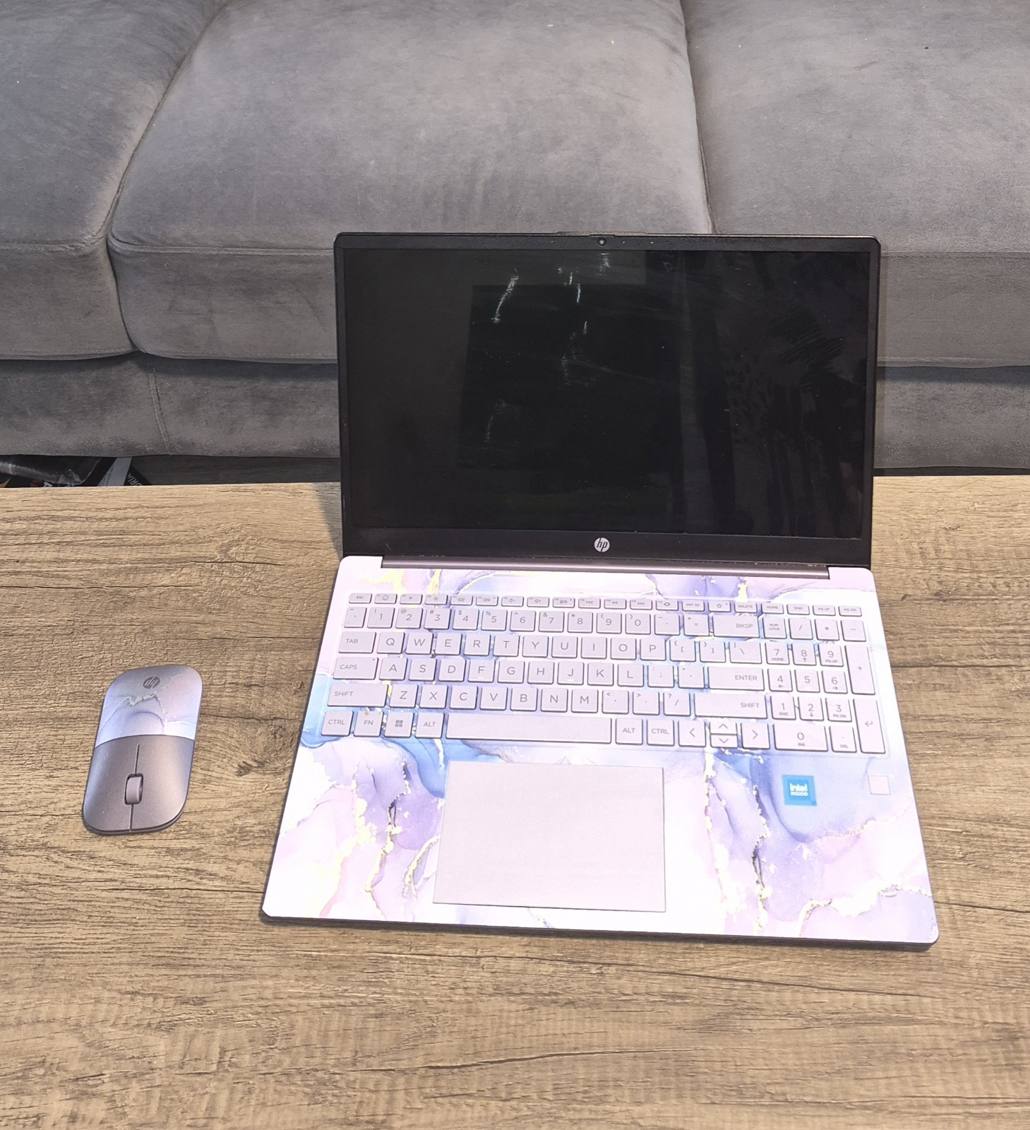 HP 15″ Laptop Intel 128GB Storage, HP Wireless Mouse & MS365 /Winter Lavender