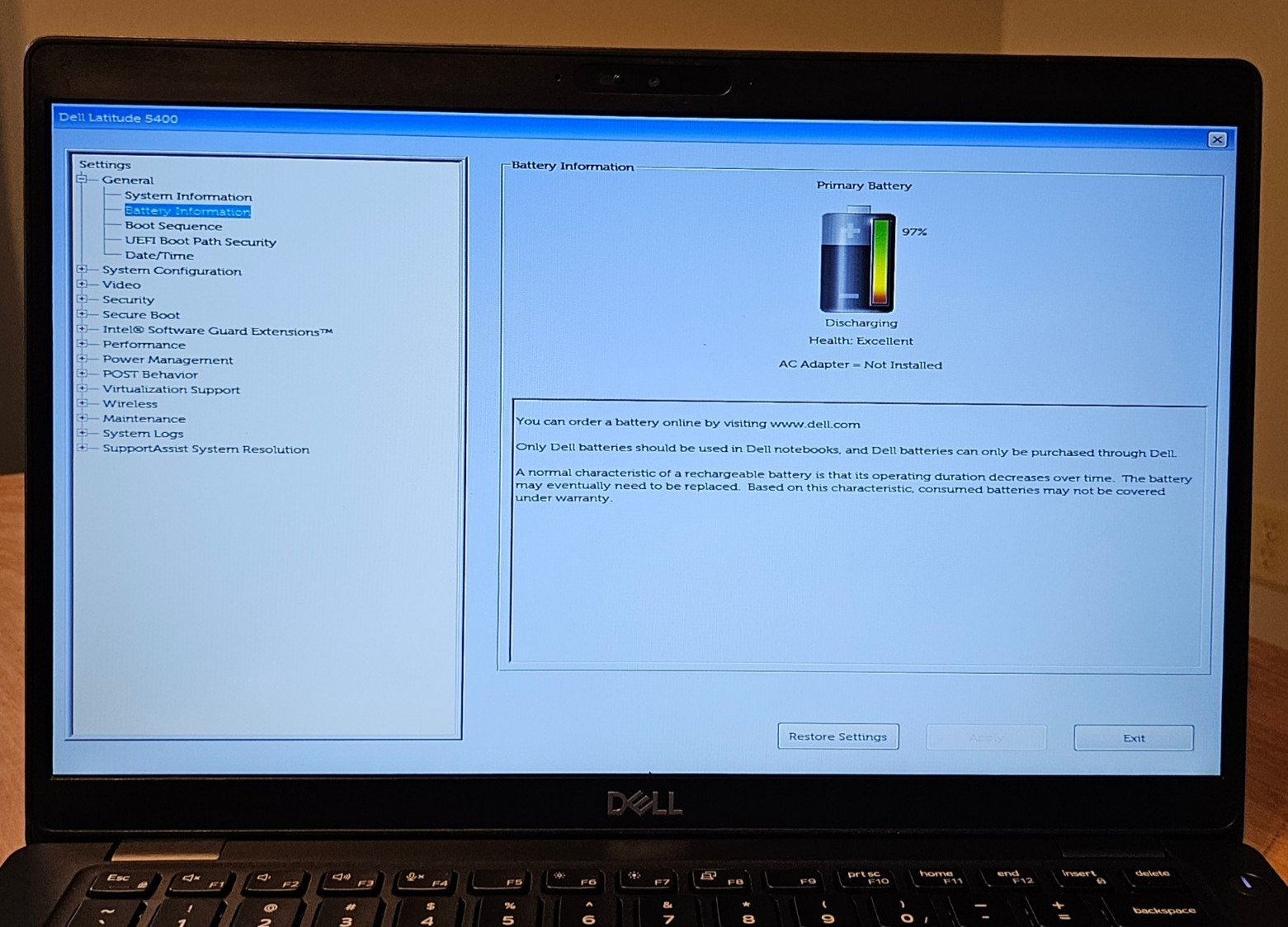 Good Dell 5400 i5-8265U 1.6GHz 8GB 256GB NVMe Webcam Charger & Excellent Battery