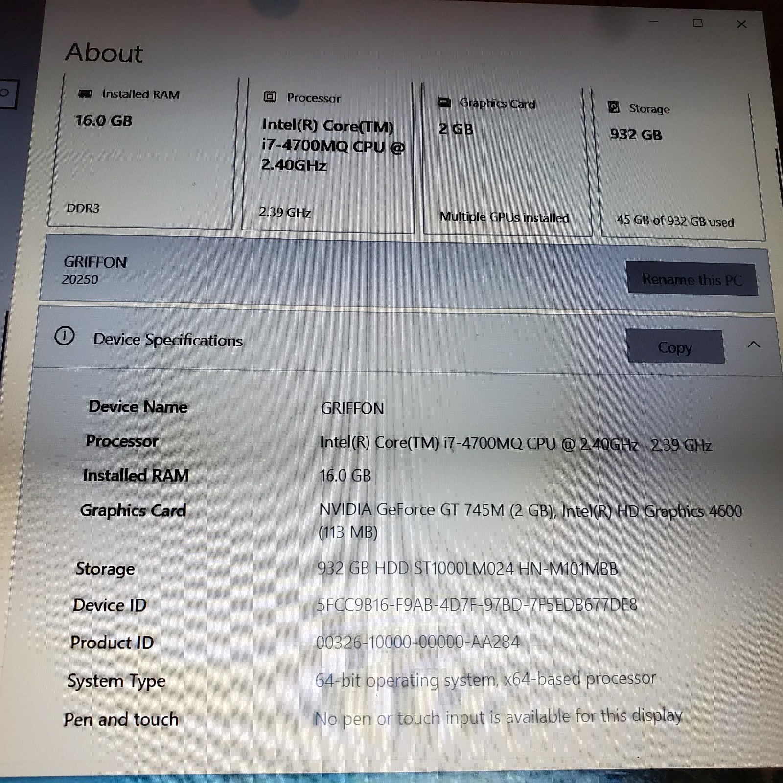 Lenovo Ideapad Z710 i7 17.3″ NIVIDIA GeForce GT 745M 16GB RAM 1 TB SSD Win 10