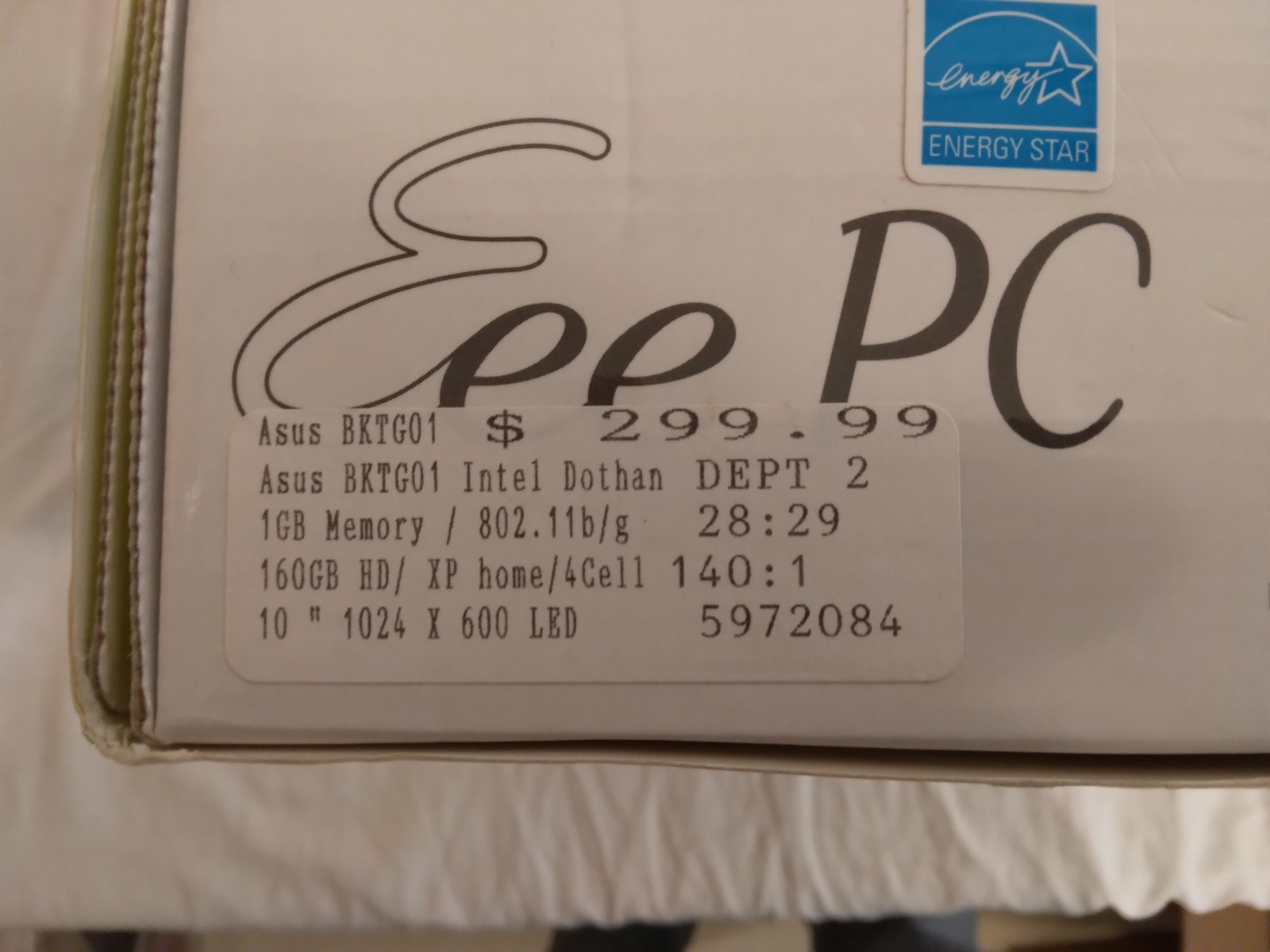 Asus Eee PC 1000HD – Open Box – Complete Kit – Sealed Charger – Untested