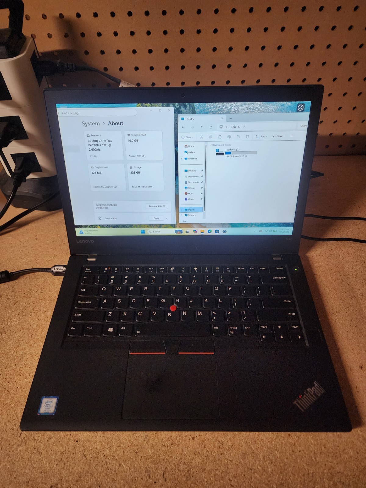 Lenovo ThinkPad T470 i5-7300U 2.6GHz 16GB RAM 256GB SSD Win 11 Pro Touch #2