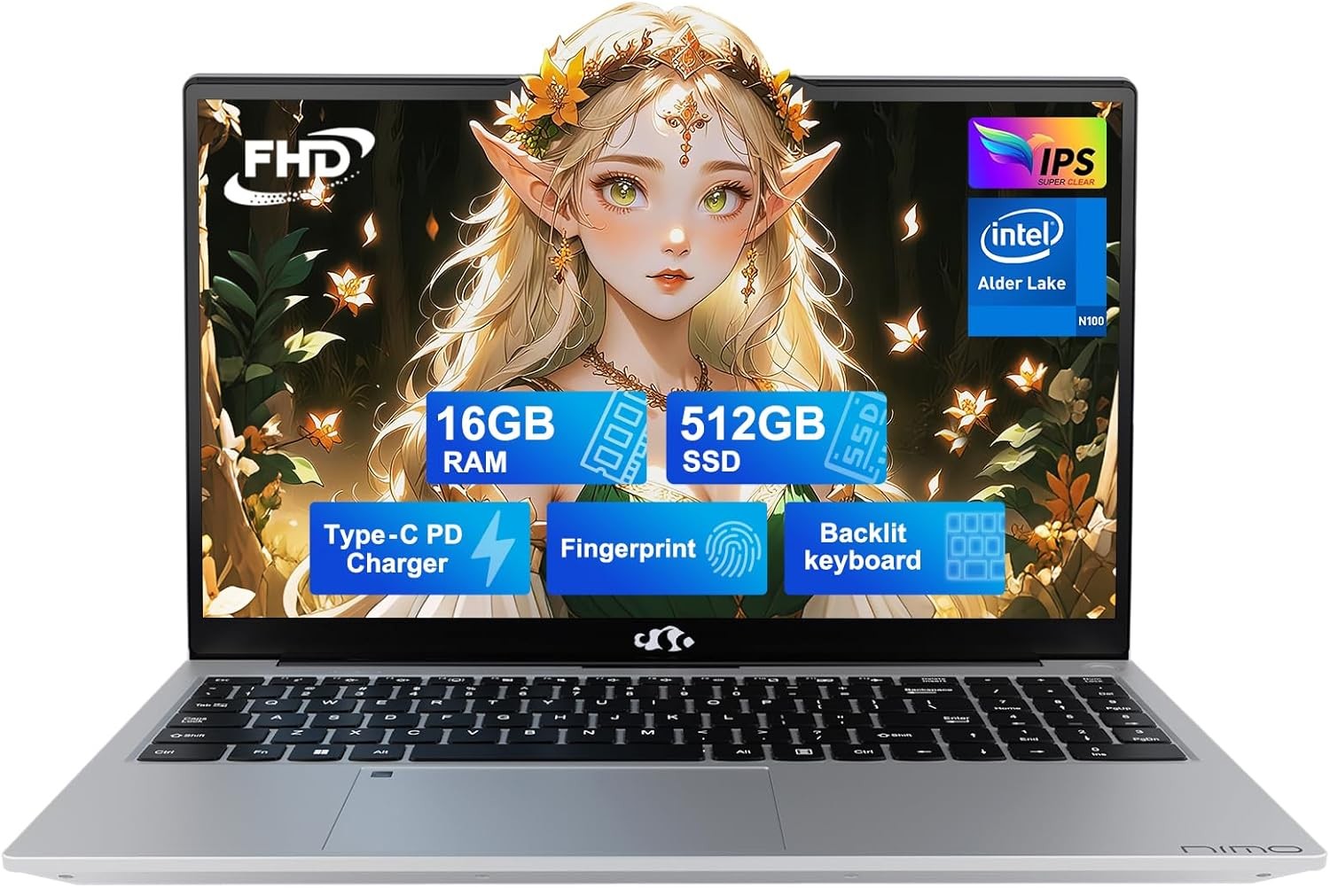 15.6 Student Laptop 16GB RAM 512GB SSD Intel Pentium Quad-Core N100 Backlit KB