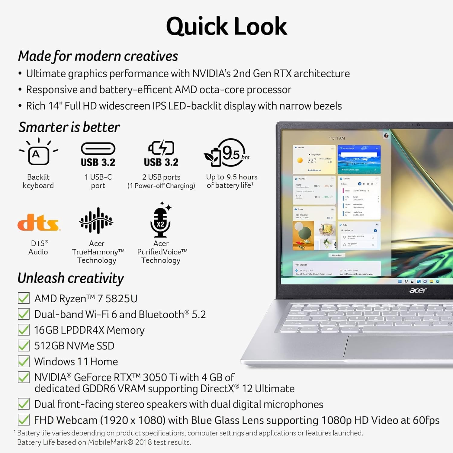 Acer Swift X SFX14-42G-R607 Creator Laptop | 14″ Full HD 100% sRGB | AMD Ryzen 7