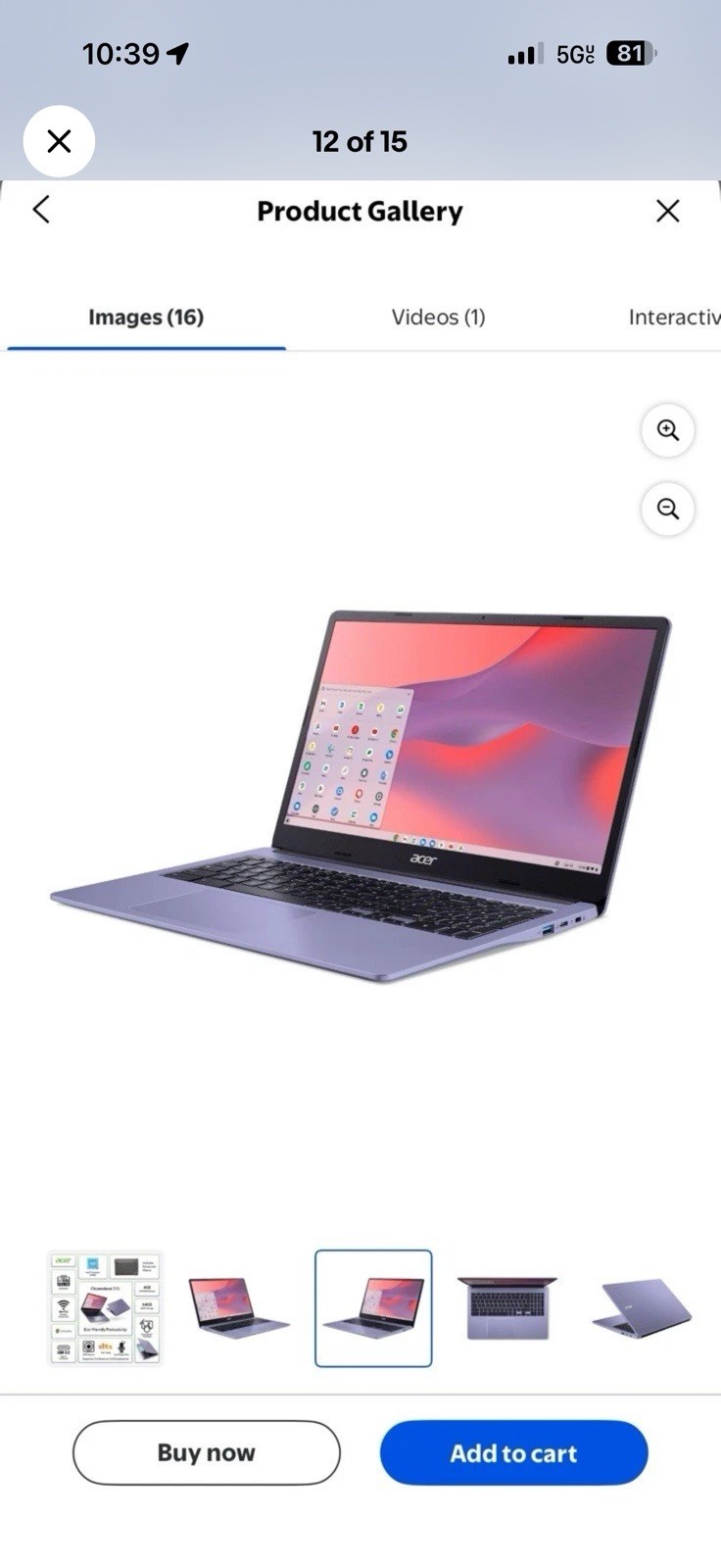 Acer Chromebook 315 15.6″ FHD Intel N4500 4GB 64GB eMMC Wi‑Fi 6 Purple
