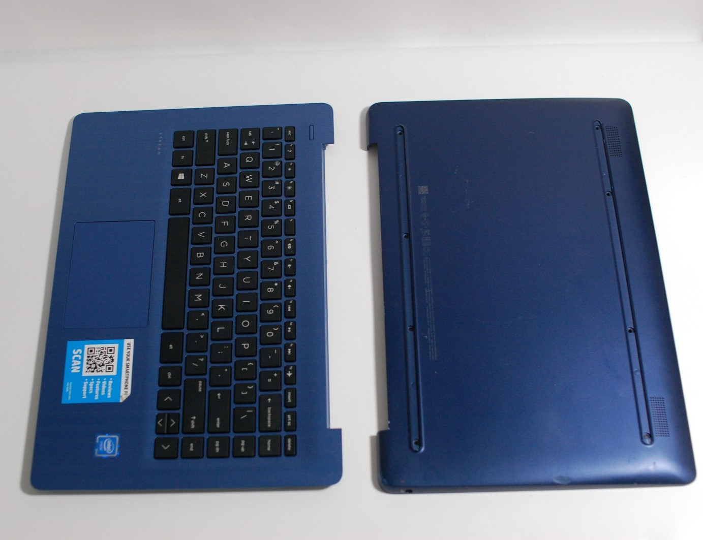 HP Stream Blue 14-cb161wm Palmrest w/ Keyboard, touchpad, and Bottom Cover Case