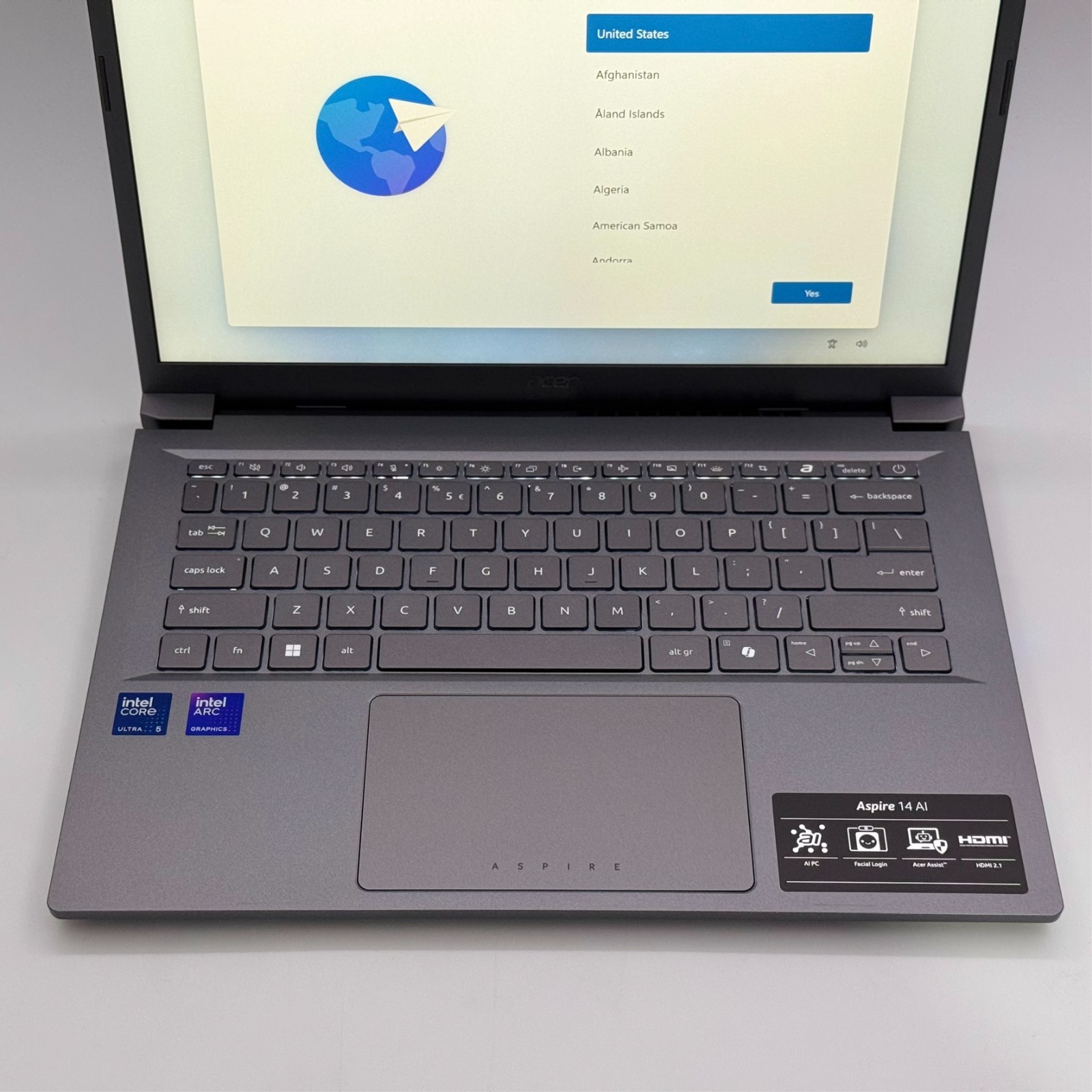 Acer Aspire 14 AI Intel Core Ultra 5 226V 512GB SSD 16GB Laptop WUXGA Gray