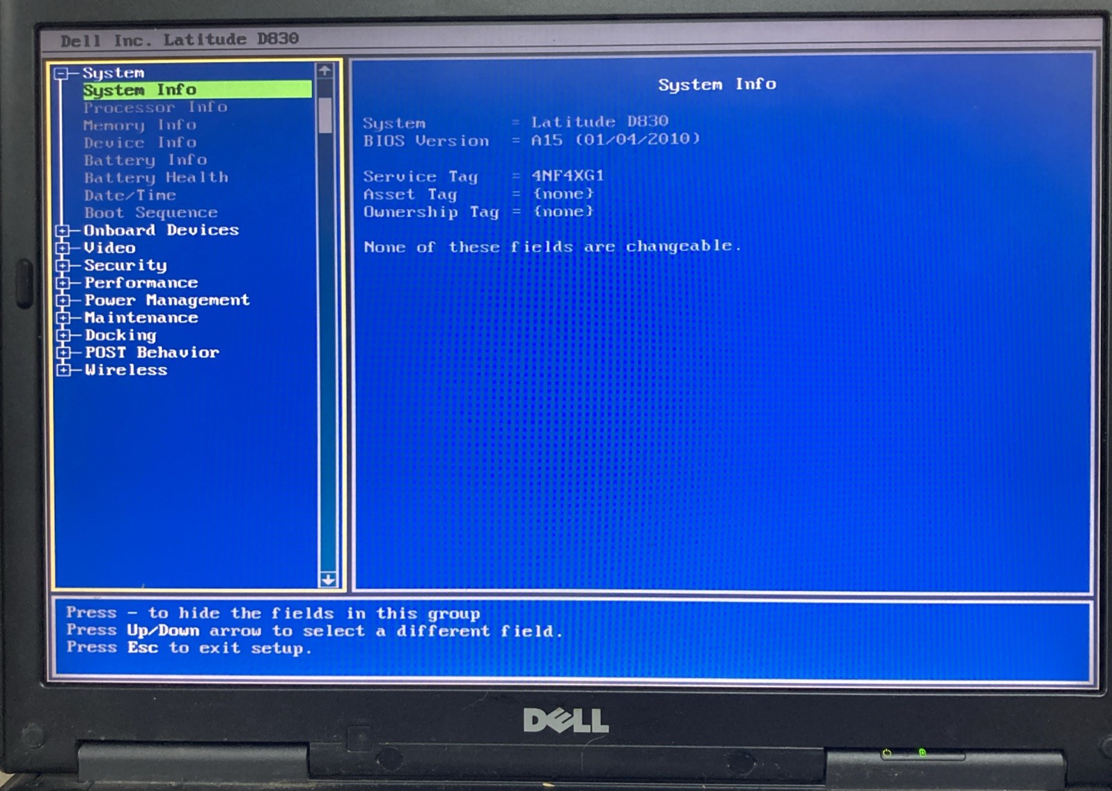 Dell Latitude D830 15.4 Laptop Core 2 Duo 2.00GHz 2GB No HHD Boot to BIOS