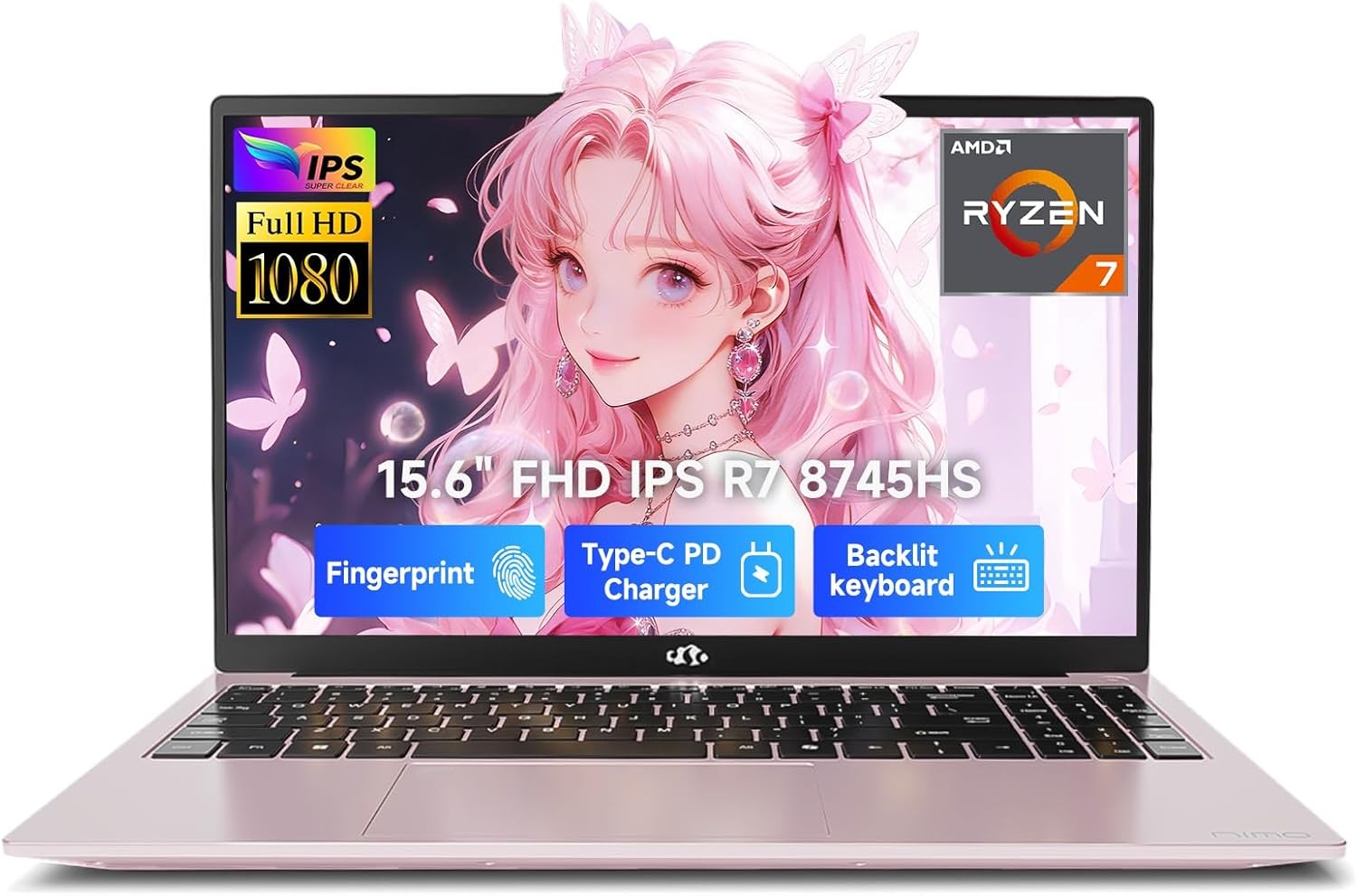 NIMO 15.6″ FHD IPS Laptop, AMD Ryzen 7 8745HS, 16GB RAM 512GB SSD Radeon 780M