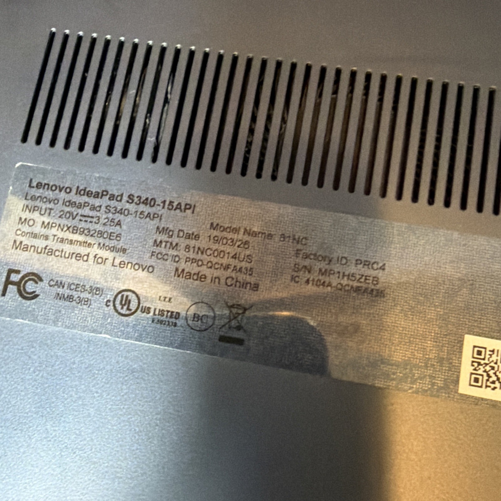 Lenovo IdeaPad S340-15API AMD Ryzen 5 3500U @ 2.1GHz 8GB RAM 256GB NVMe W11H