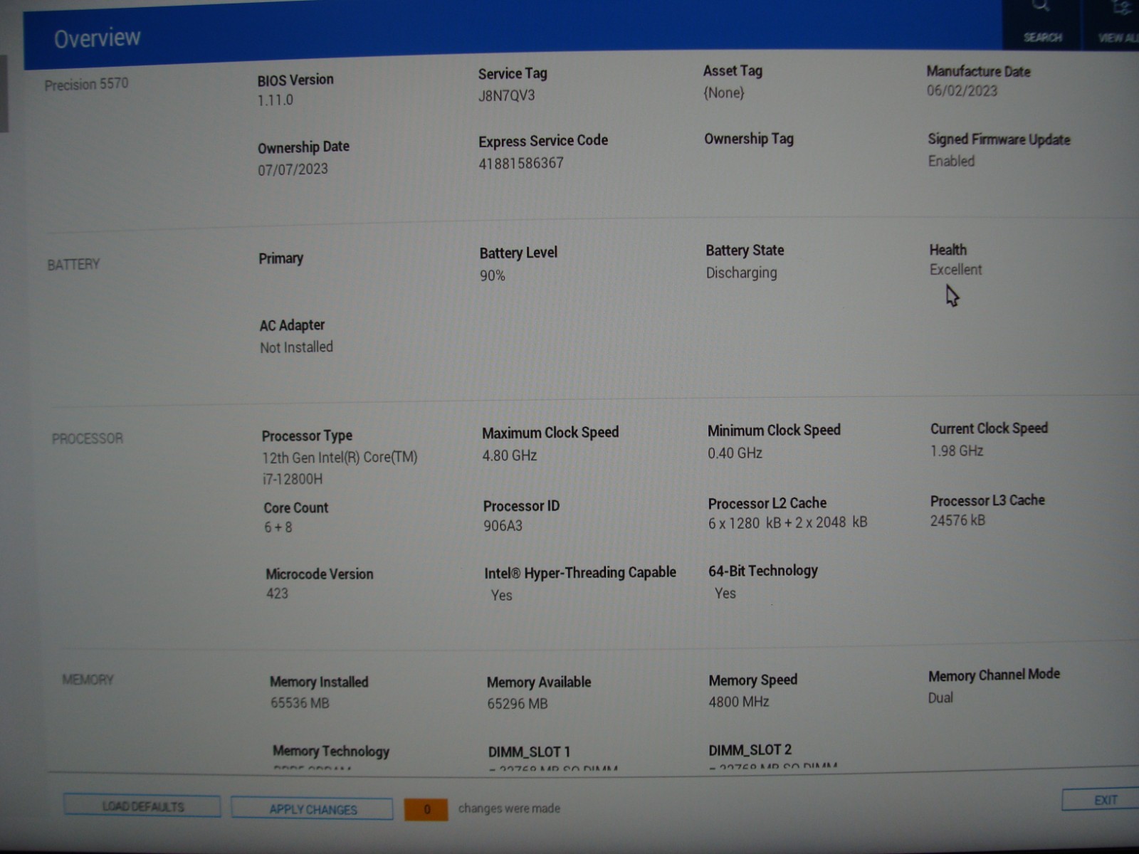 Dell Precision 5570 15.6″FHD+ core i7-12800H 2.4GHz 64Gb 512GB Win11P RTX A1000