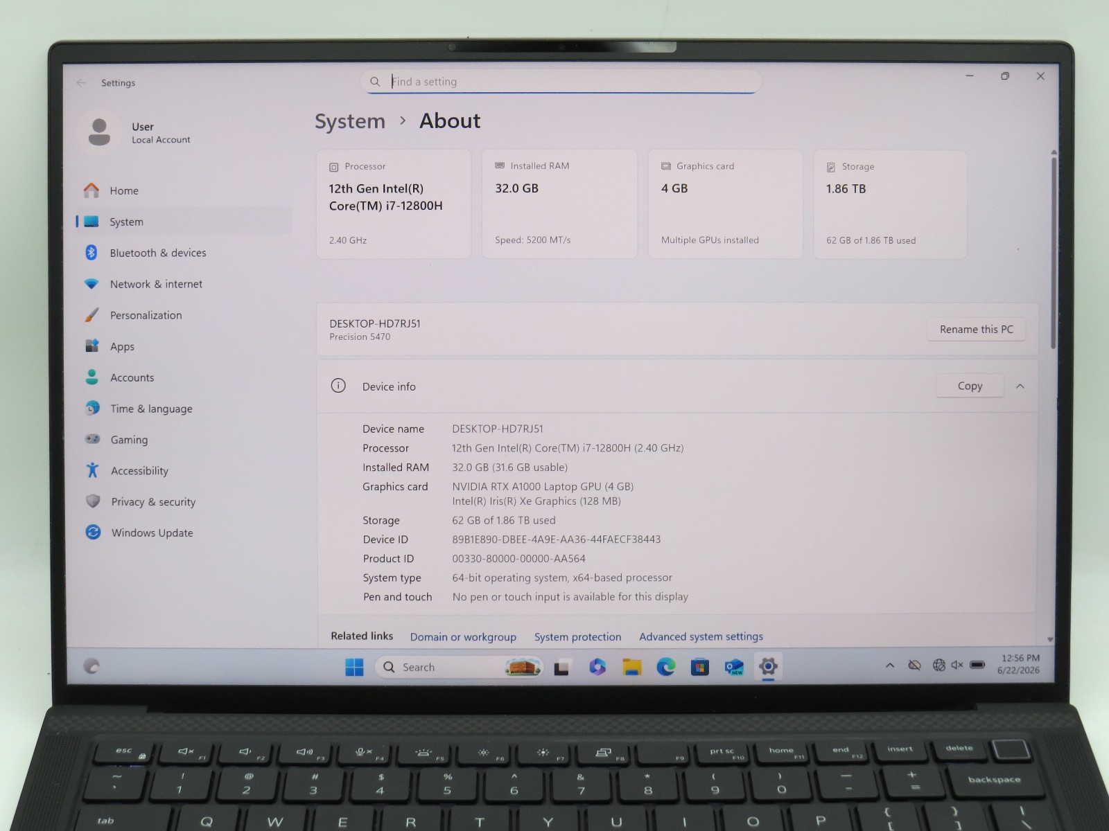 Dell Precision 5470 i7-12800H @ 2.4GHz 32GB DDR5 2.05 TB SSD RTX A1000 Win 11 P