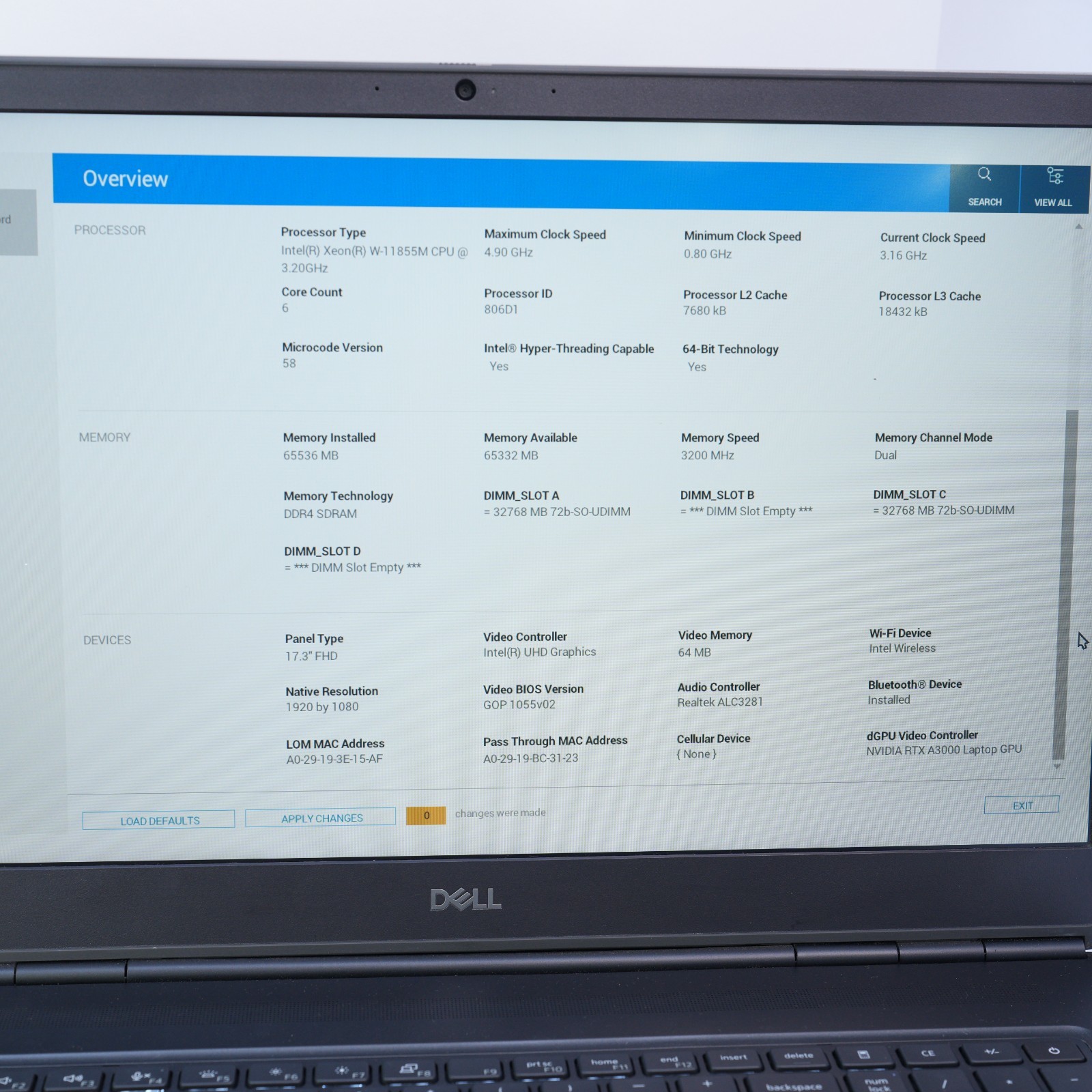 DELL PRECISION 7760 FHD 17″ W-11855M | 64GB | 512GB SSD | RTX A3000 T12-C8