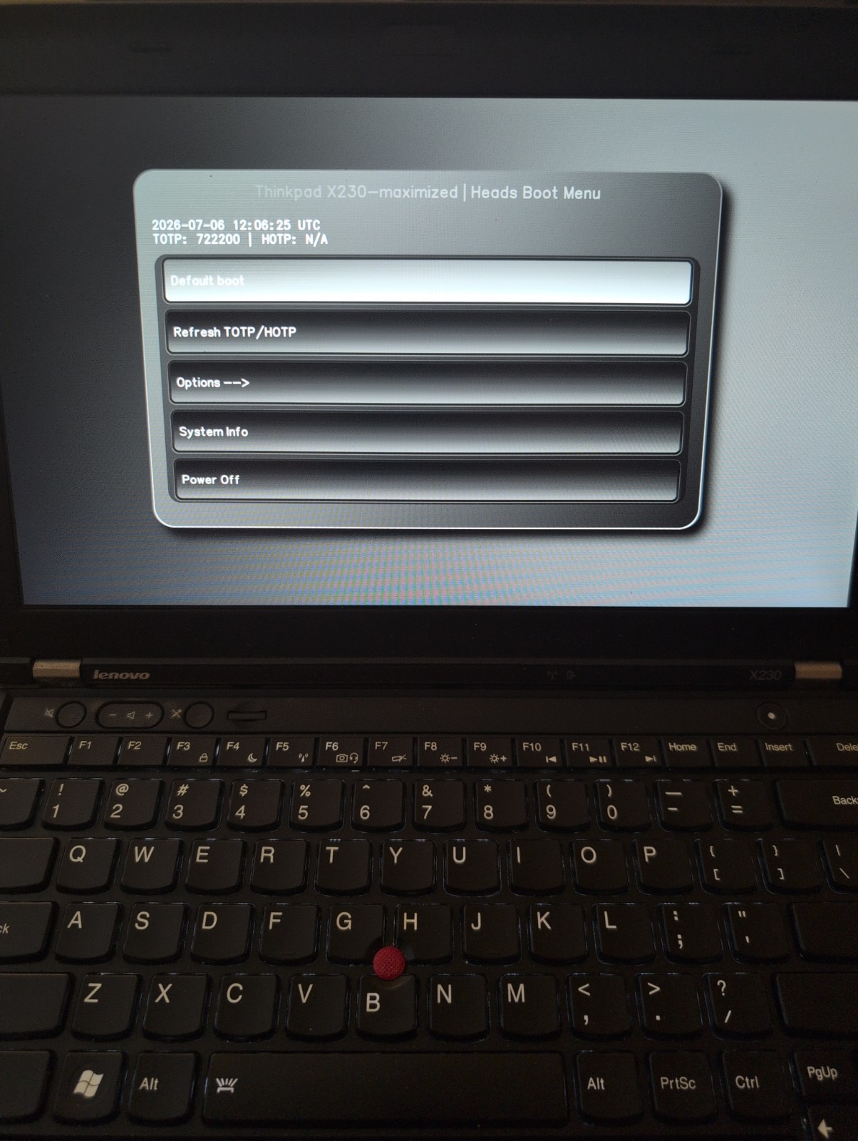 Heads/coreboot QubesOS Lenovo Thinkpad X230 Intel i7-3520m 16GB RAM 256GB mSata
