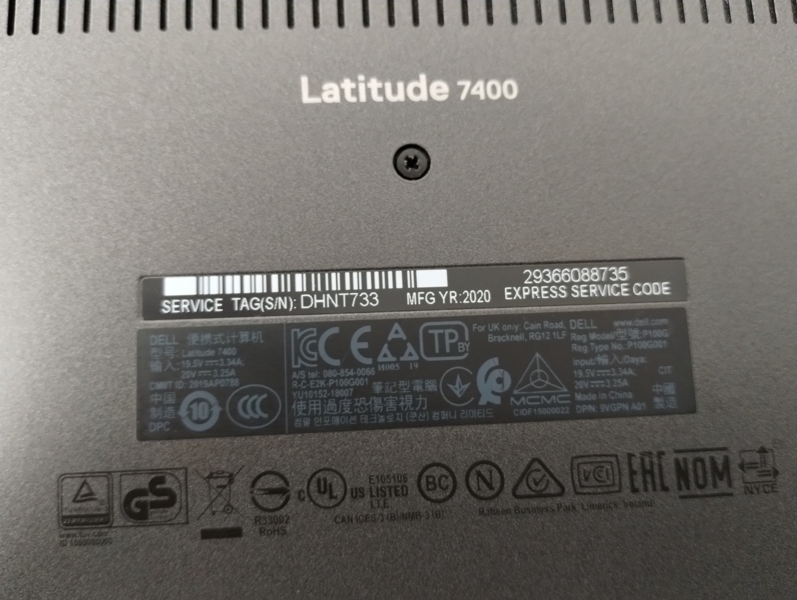 DELL LATITUDE 7400, Intel Core i7-8665U, 1.90 GHz, 20 GB RAM, 256 GB M.2