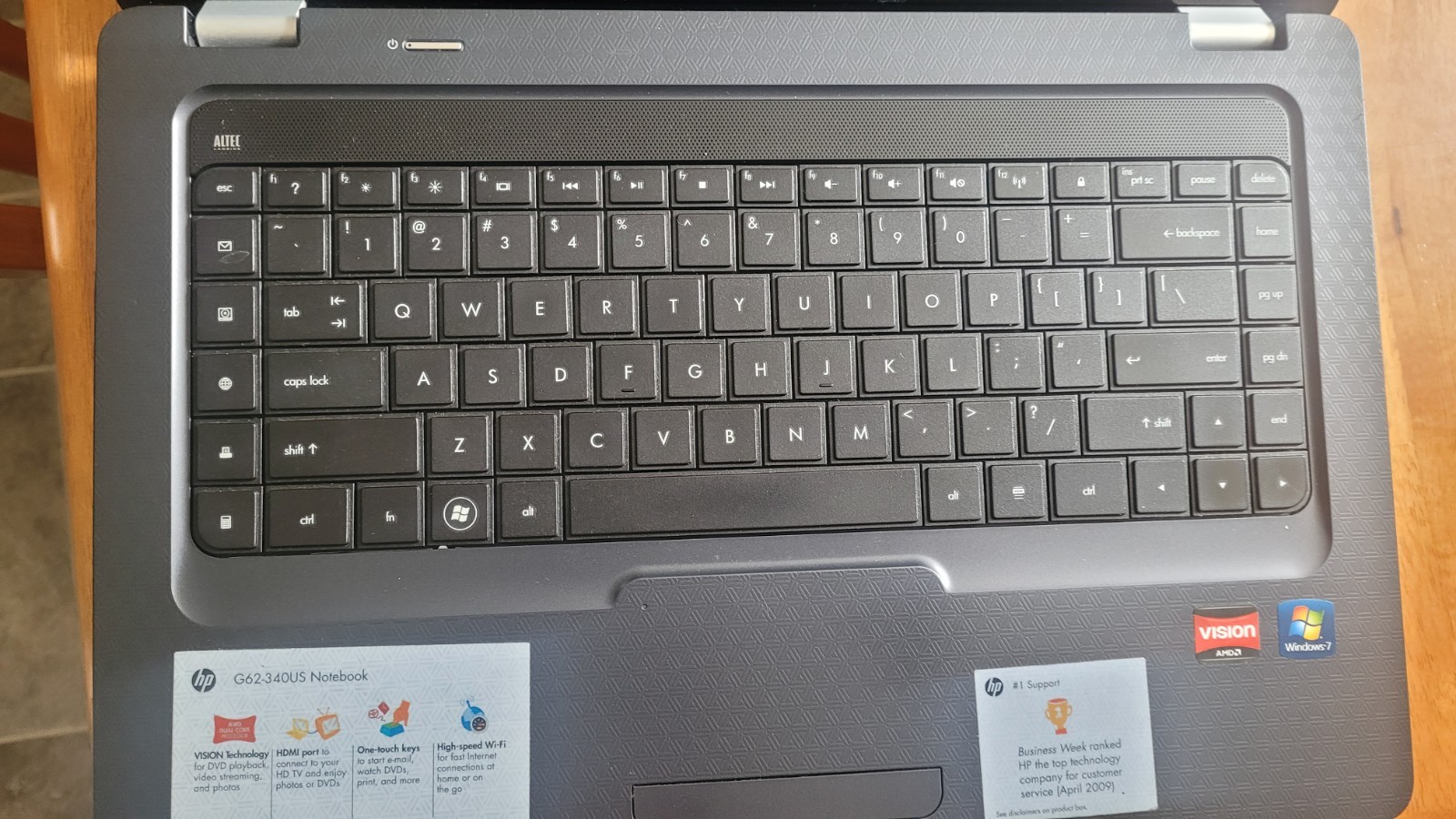 HP G62-340US Laptop AMD Dual-Core Windows 7 HDMI Wi-Fi Charger No HD