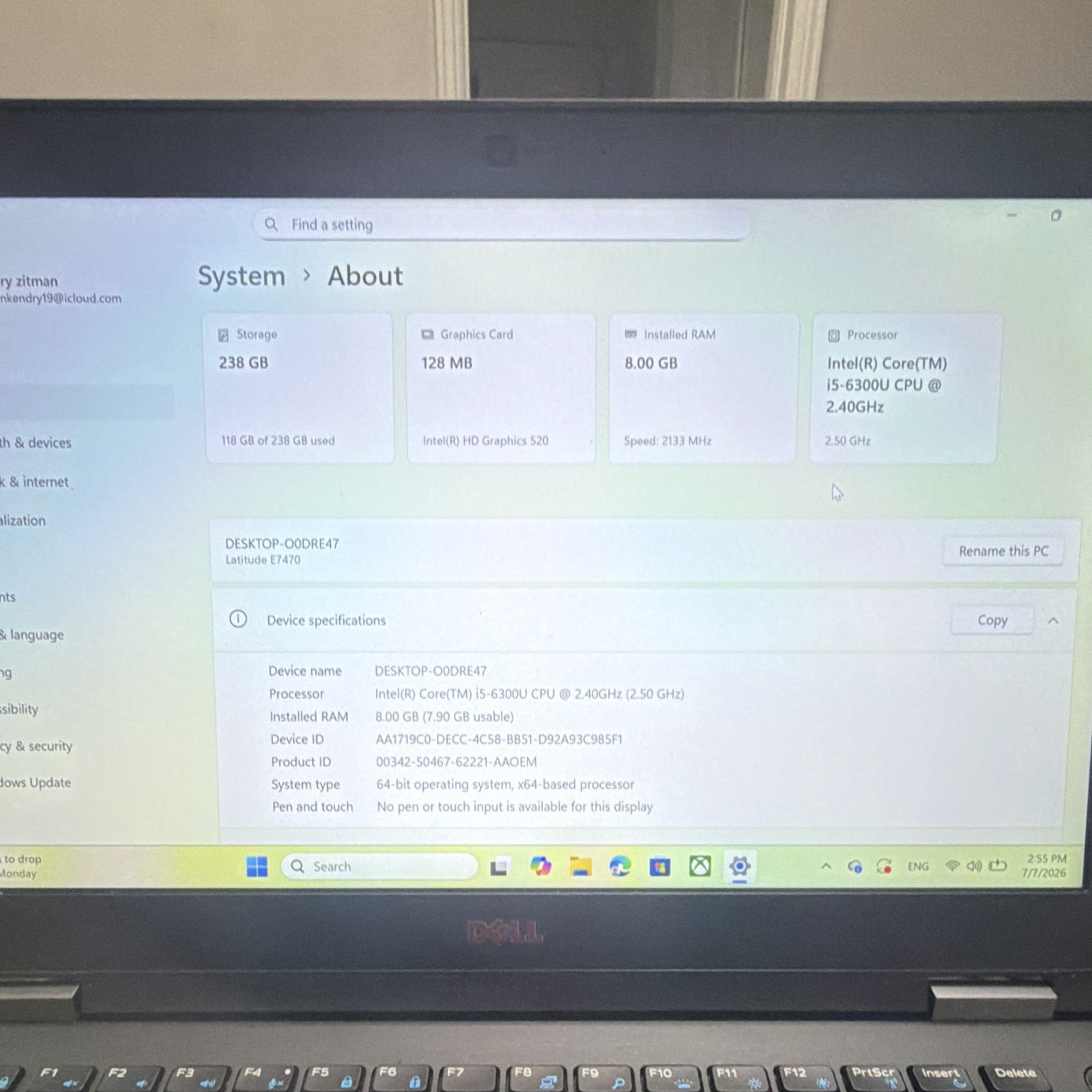 Dell Latitude E7470 14″ FHD i5-6300U 8GB 238GB SSD Win 11 WiFi BT Cam
