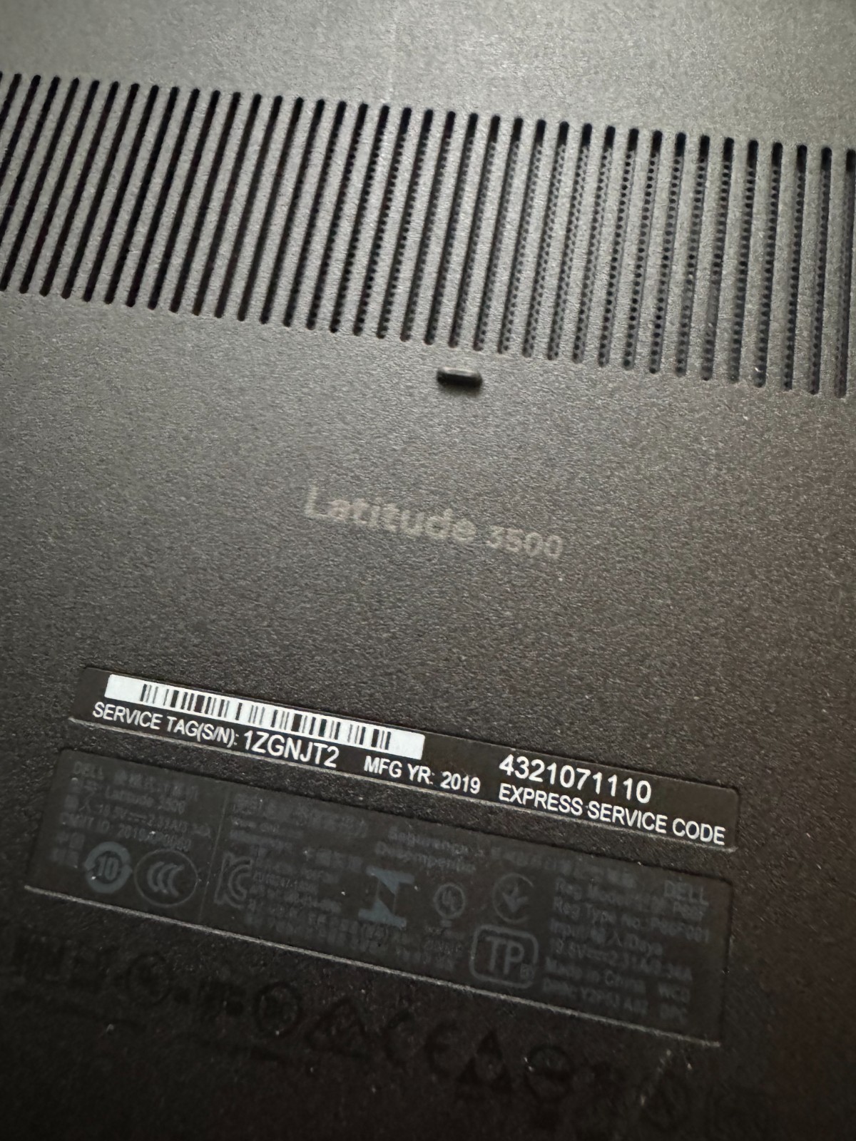 DELL LATITUDE 3500 Intel Core i5-8th Gen Laptop for Parts/Repair #5315