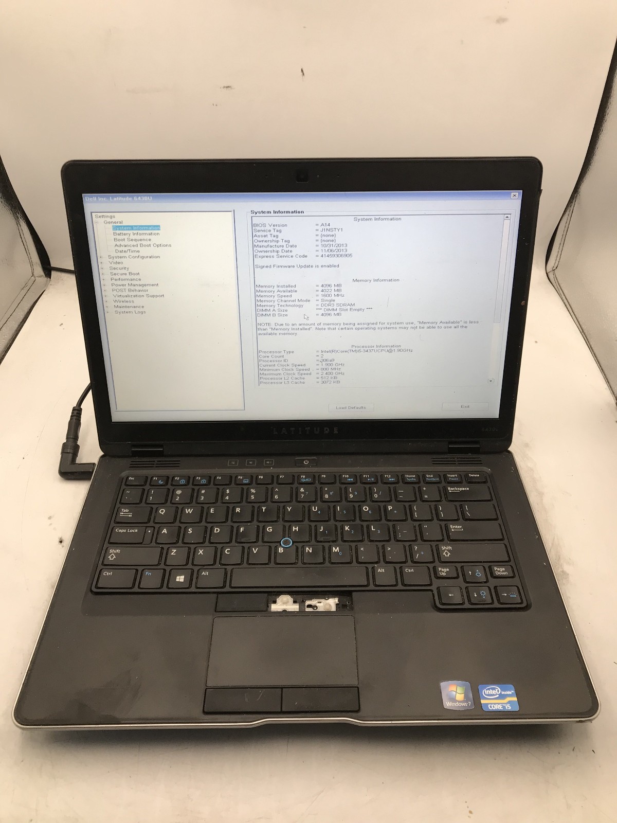 DELL LATITUDE 6430U – BOOTS TO BIOS – INTEL I5 3437U – NO RAM – READ DESC – BB!!