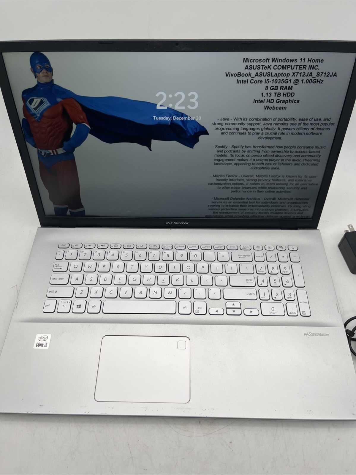 Asus Vivobook 17 S712J Core i5-1035G1 1.0GHz 8GB RAM 1.13TB HDD