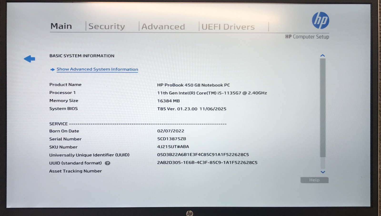 HP ProBook 450 G8 15.6″ Laptop i5-1135G7 16GB RAM 256GB NVMe, As Is