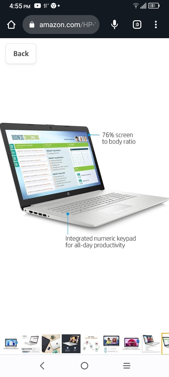 HP 17-cn0023dx 17.3″ (256GB SSD, Intel Core I5 11th Gen., 2.4GHz, 8GB) Laptop –