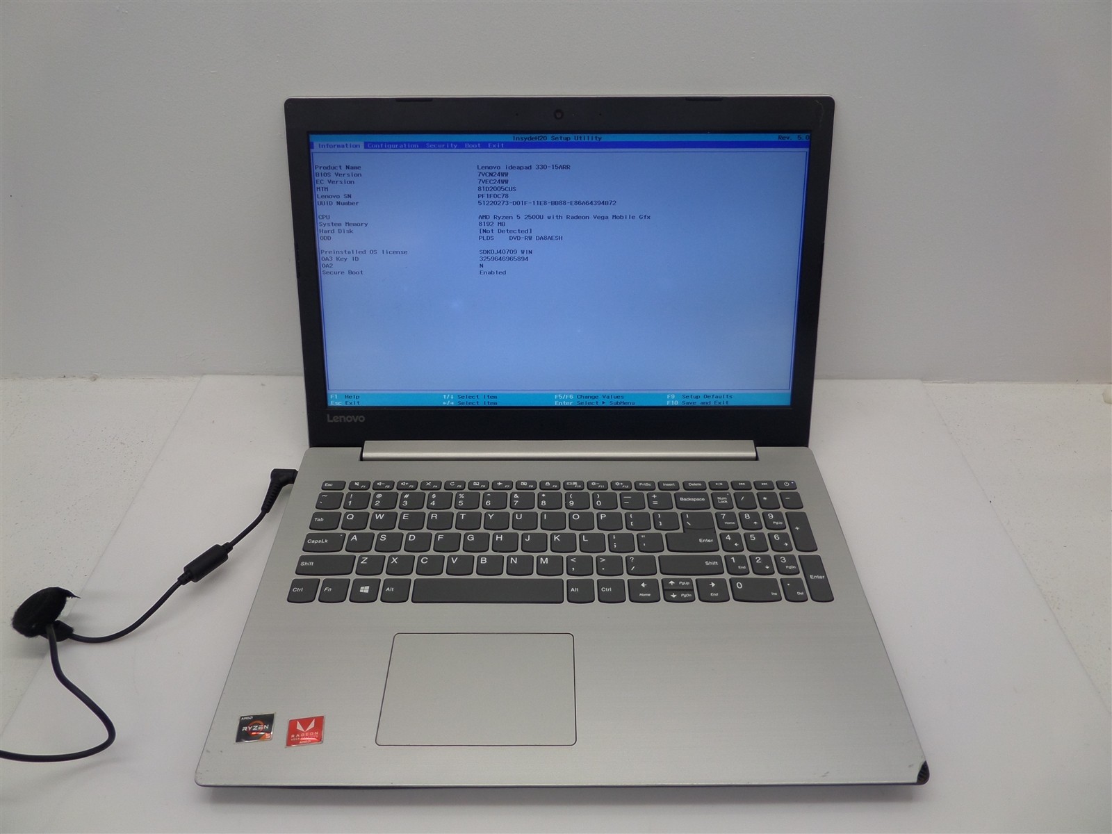 Lenovo IdeaPad 330-15ARR AMD Ryzen 5 2500U 2GHz 8GB RAM – No HDD/OS, Bad Screen
