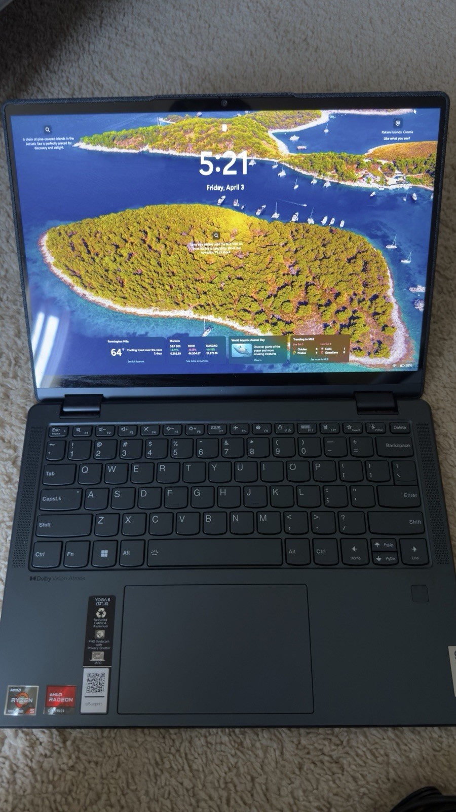 Lenovo Yoga 6 13″ AMD Ryzen 7000 2-in-1 Laptop Touchscreen WUXGA FHD Gray