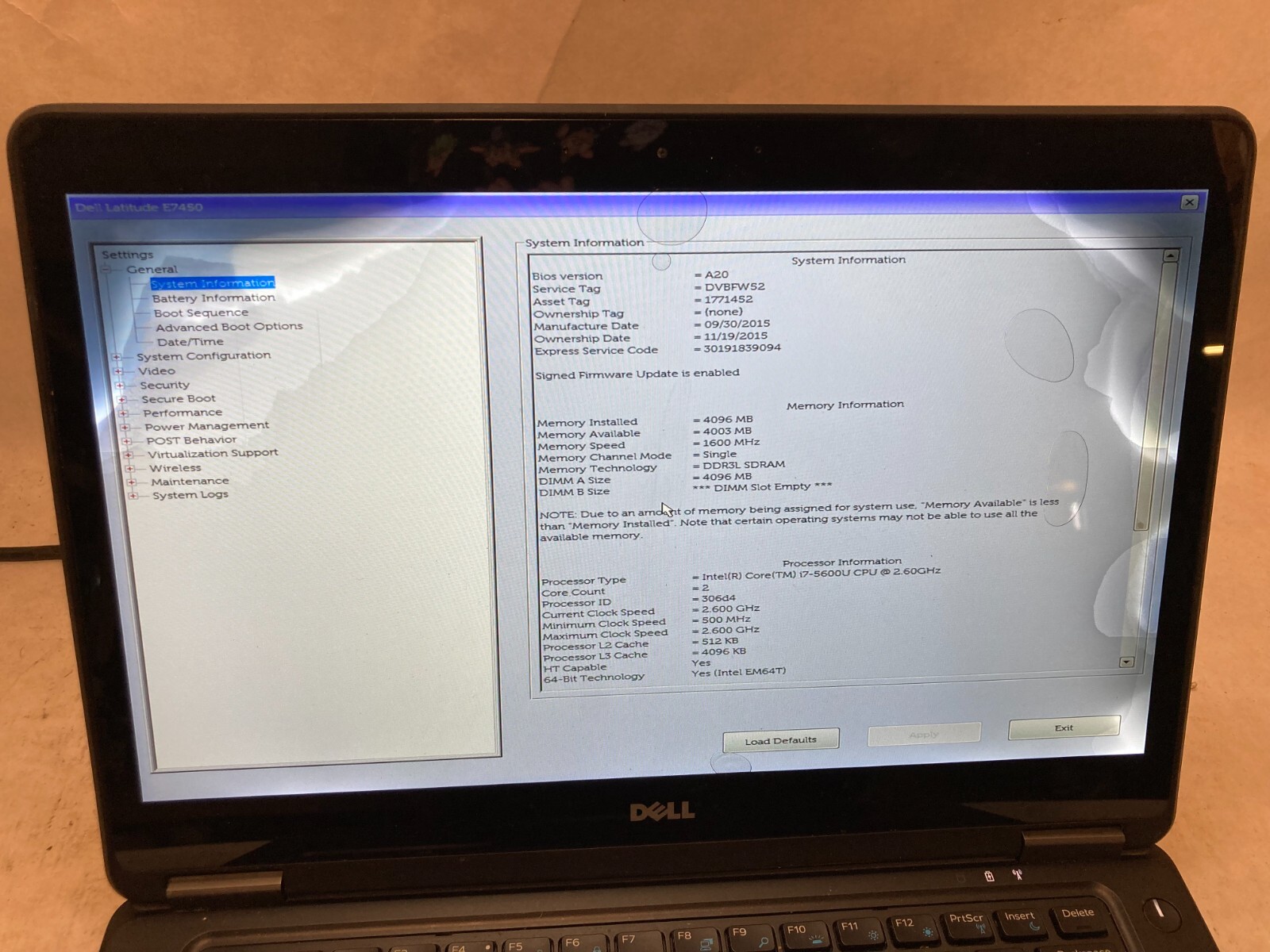 Dell Latitude E7450 Laptop 14″ Intel Core i7 5th Gen DAMAGED SCREEN -PP